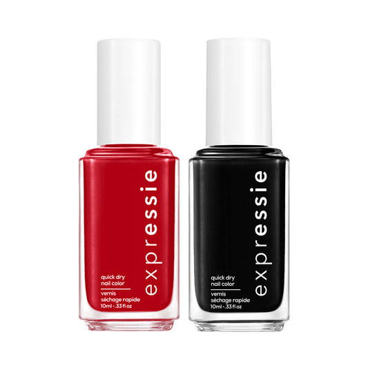 essie Expressie Quick Dry Nail Polish Best Sellers Set, Seize The Minute, Red Nail Polish, Now Or Never, Black Nail Polish, Gifts For Women And Men, 0.33 Oz Each