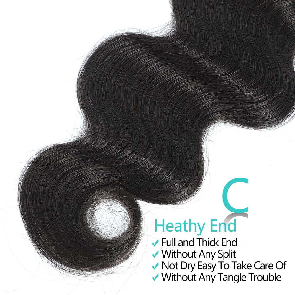 Panse Hair Body Wave Bundles Human Hair 3 Bundles (10 12 14 inches) 10A Brazilian Virgin Human Hair Body Wave Bundles Natural Color 100% Unprocessed Brazilian Human Hair Weave Extensions