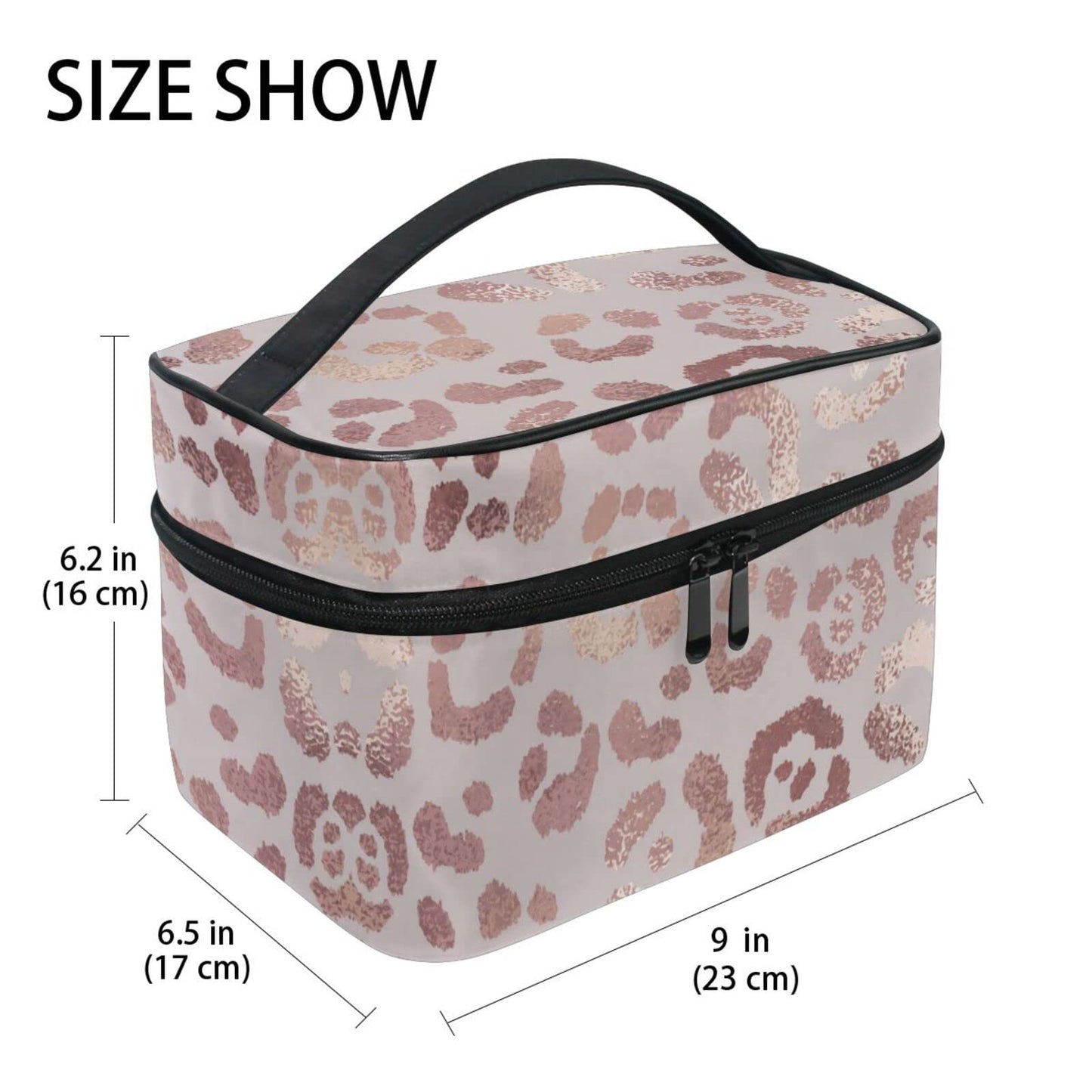 ZOEO Makeup Train Case Rose Gold Leopard Fish Light Summer Gold Korean Carrying Portable Zip Travel Cosmetic Brush Bag Organizer Large for Girls Women