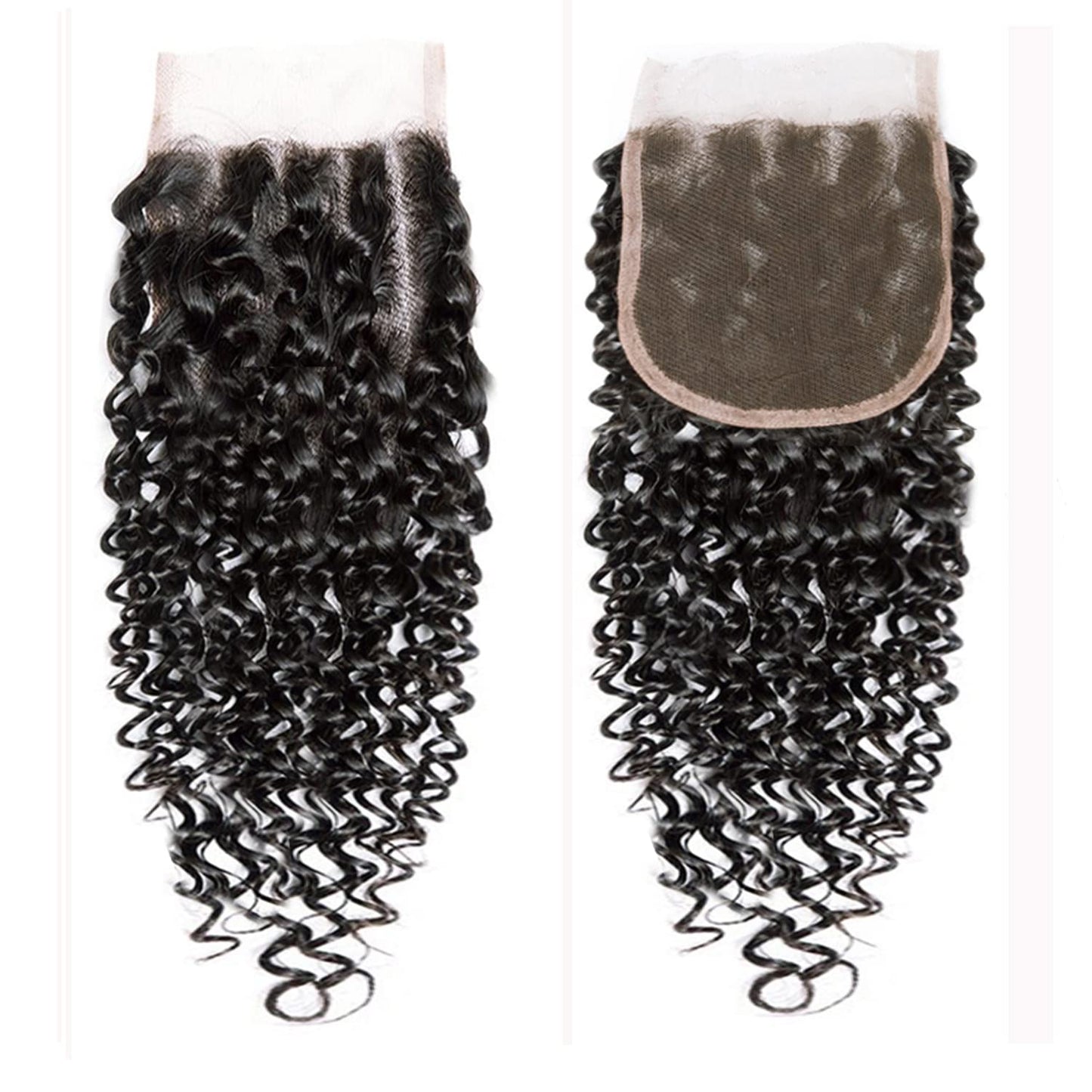 Selina 4x4 Lace Closure Water Wave Lace Closure Curly Lace Closure 100% Unprocessed Human Hair Free Part Closure Human Hair Swiss Lace Closure Natural Black Color (8Inch , Water Curly)