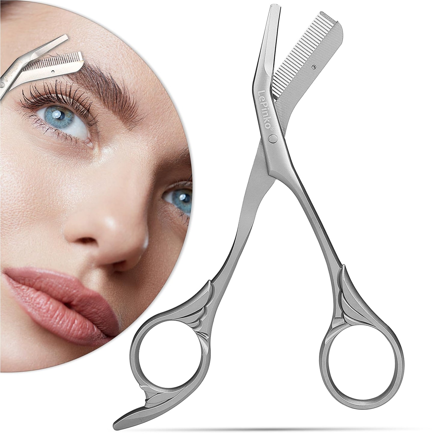 Eyebrow Trimming Scissors with Combs and Facial Hair Grooming Scissors Set