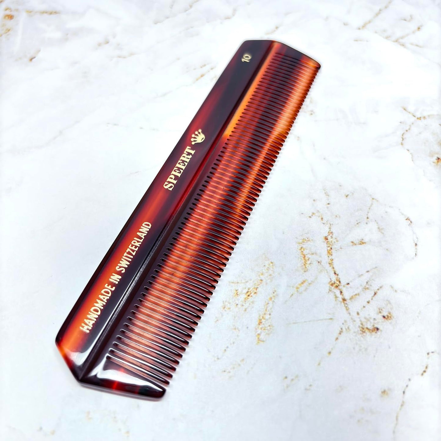 Speert #10 Handmade Narrow Tooth Comb Tortoise Havana Acetate Fine Straight Thin Detangling Parting Grooming Teasing Hair Styling Hairdresser Barber Hairdressing Wet Dry Pocket Travel Women Men Kids