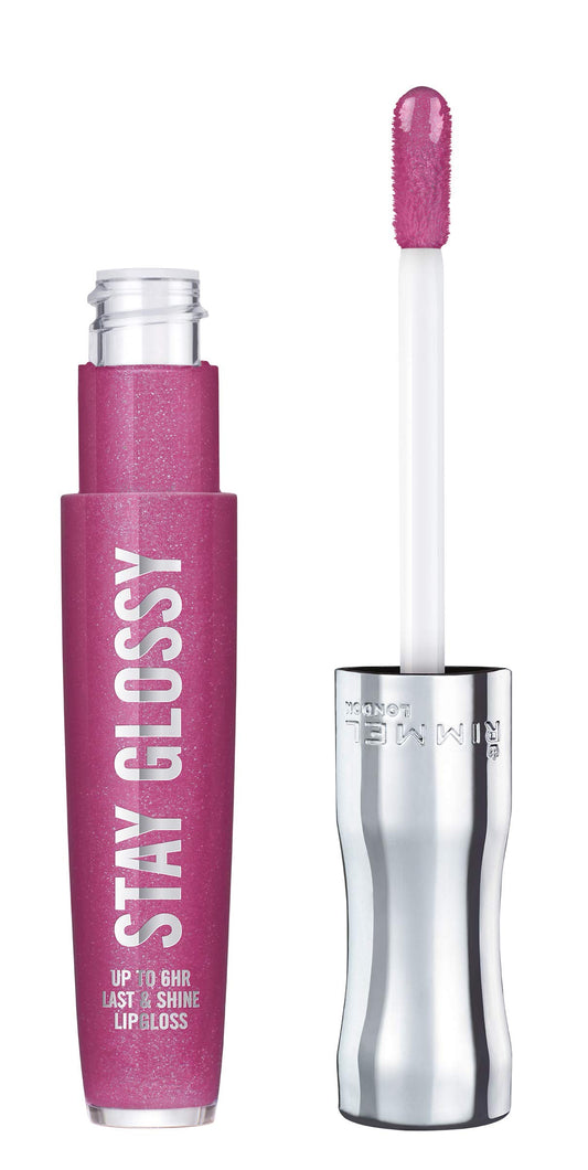 Rimmel Stay Glossy Lip Gloss - Non-Sticky and Lightweight Formula for Lip Color and Shine - 185 Grapevine Groove, .18oz