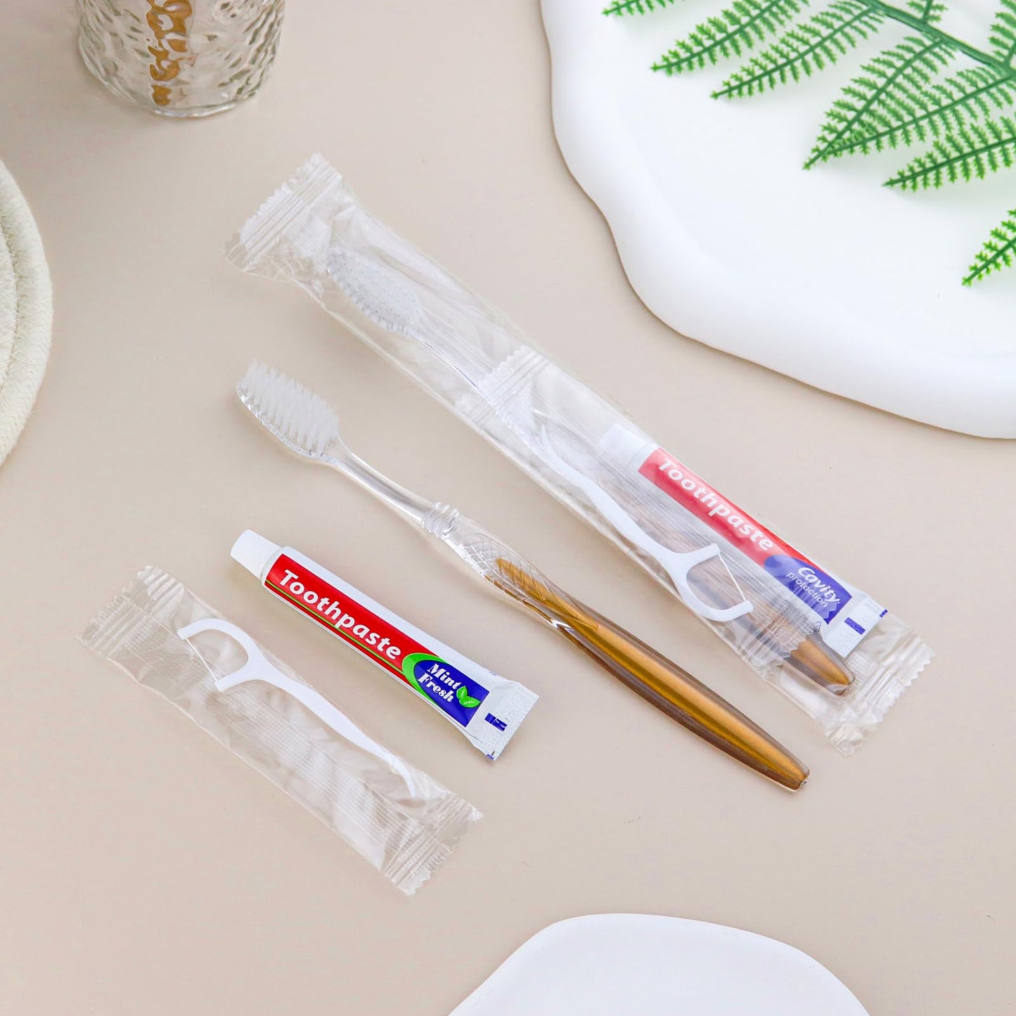 SLequipo 200pcs Disposable Toothbrushes with Toothpaste Floss Individually Wrapped, Disposable Toothbrush Bulk, 10g Toothpaste, Dental Floss Pick, Bulk Toothbrush Kit for Homeless,Airbnb,Hotel,Guest