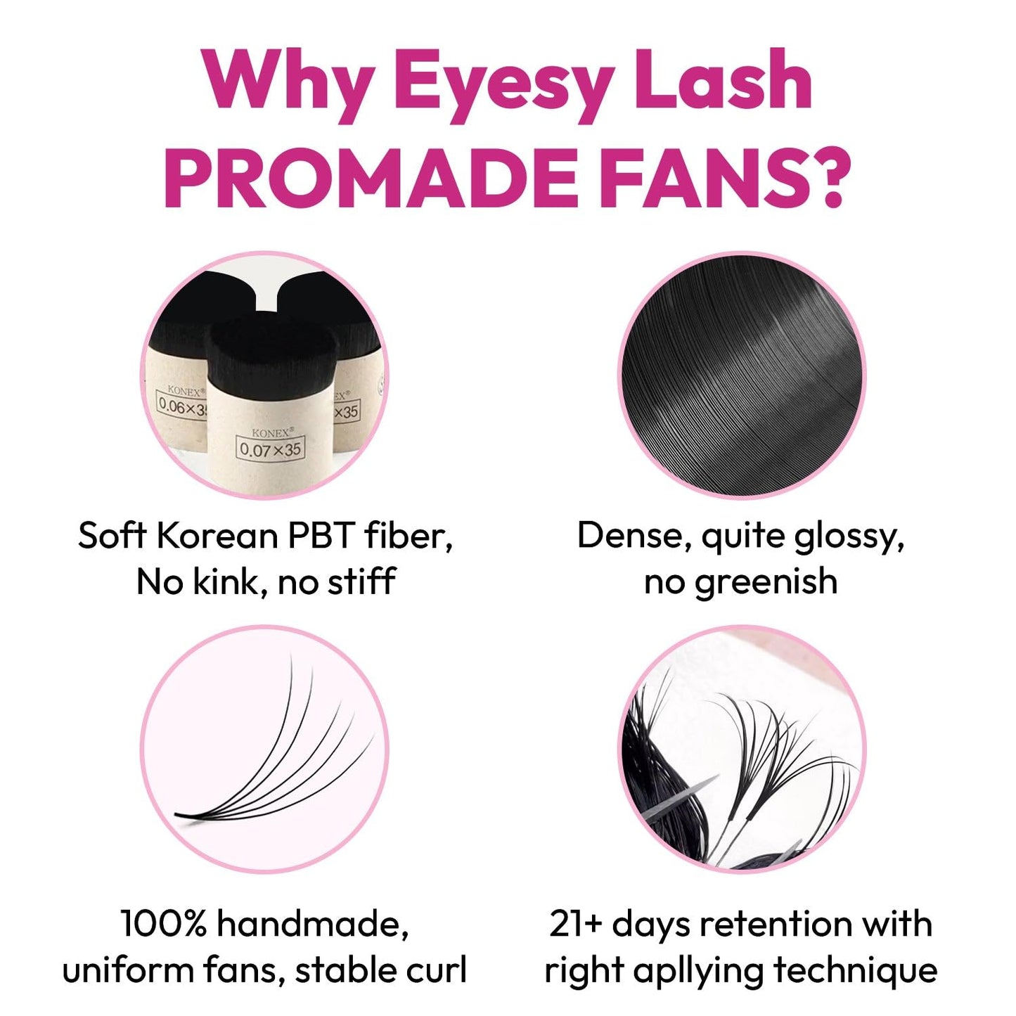 Eyesy Lash 500 Promade Fans | 12D 0.03 Size 15mm Curl CC | DIY Eyesy Eyelash Extension Premade Lashes Mega Volume Lash Extensions Pro Made Fans Eyelash Extensions Pestanas Pelo A Pelo False Eyelashes