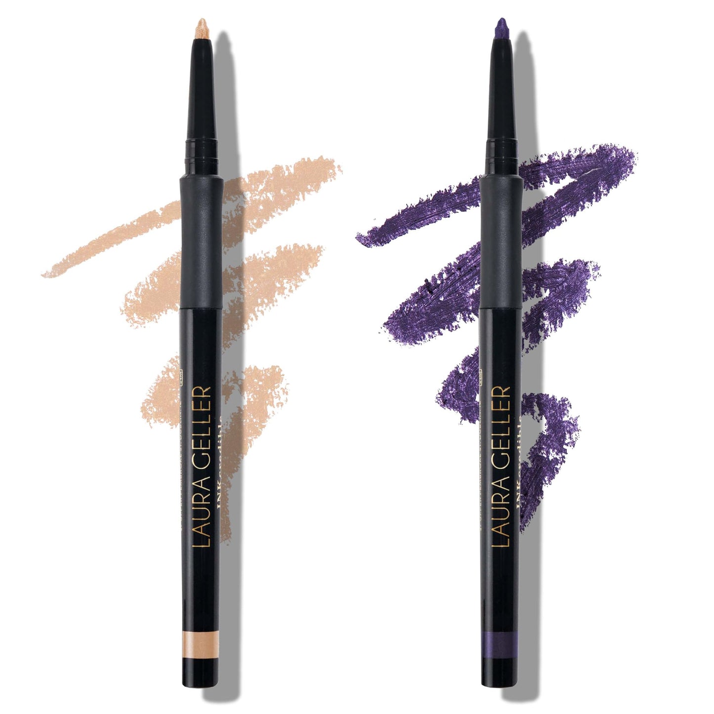 LAURA GELLER NEW YORK INKcredible Gel Eyeliner Duo - Beige to Beige and Deep Purple - Waterproof Smudge-Proof Liner - Built in Sharpener