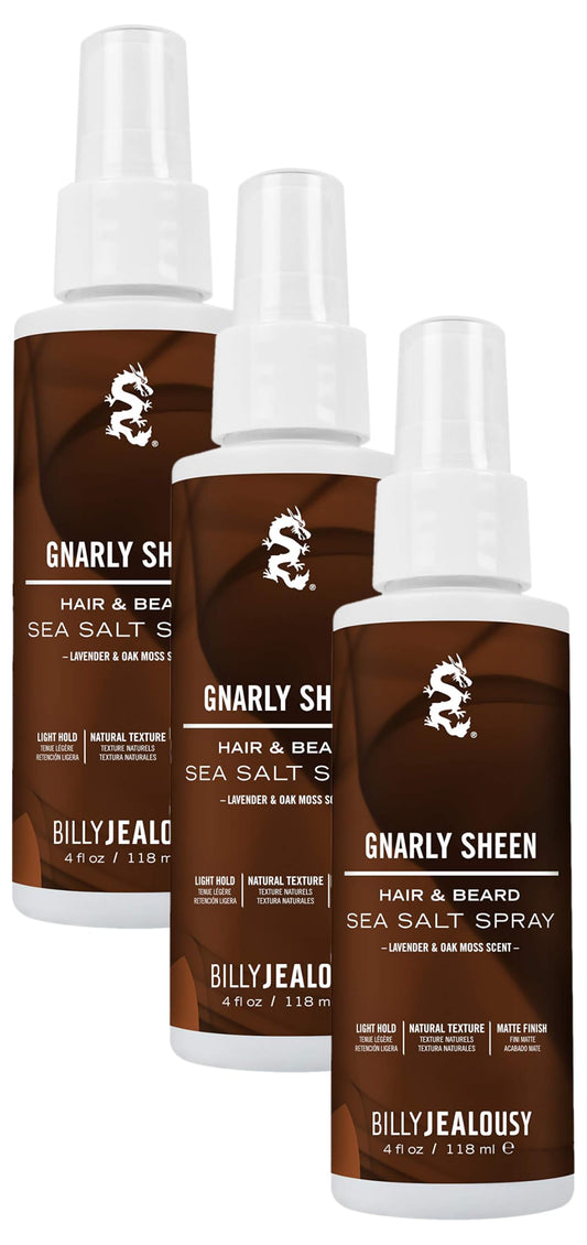 Billy Jealousy Gnarly Sheen Sea Salt Spray, Texturizing and Volumizing Hair Spray With Natural Conditioner, 4 fl. oz. (Pack of 3)