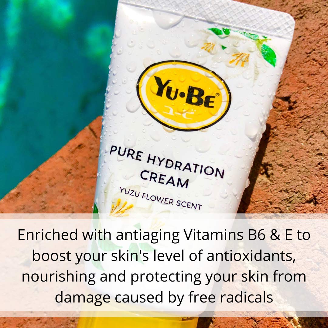 Yu-Be Yuzu Pure Hydration Cream: Body & Hand Lotion - Vegan Skin Care Cream for Sensitive & Dry Skin - Soothing Yuzu Flower Extract - Day & Night Moisturizer- Cracked Heels Repair -1.35 Fl Oz