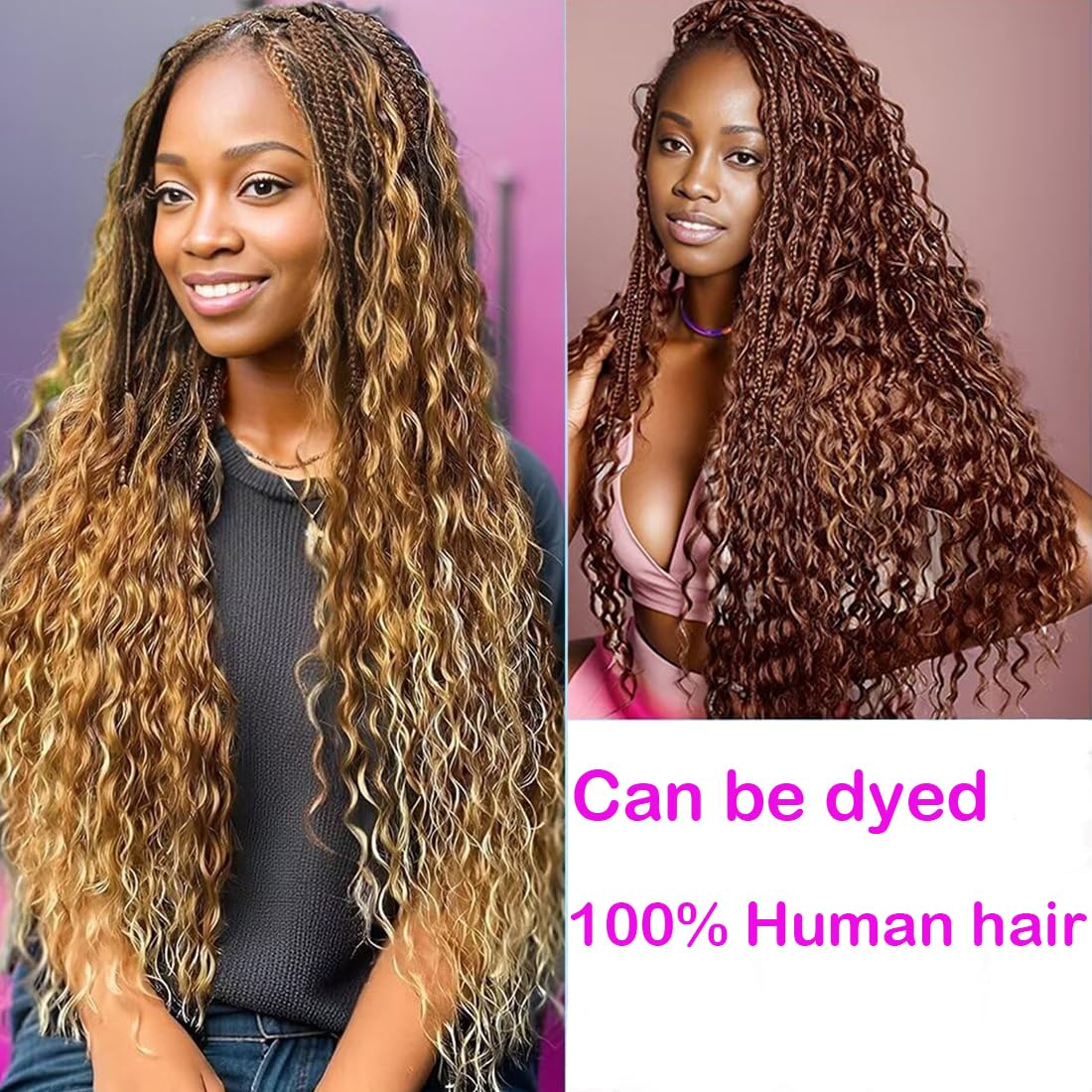 Human Braiding Hair for Boho Braids 12A 24" Deep Water Wave Bulk Human Hair Extensions for Braiding No Weft Brazilian Virgin Curly Loose Deep Wave Bulk Wet and Wavy 1 Bundle 100g Natural Black