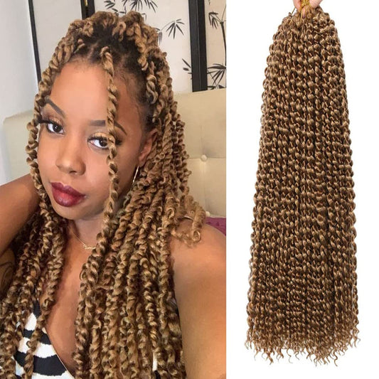 Passion Twist Hair 18 Inch Water Wave Crochet Hair 6 Packs Braiding Hair Long Crochet Braids Passion Twists Bohemian Synthetic Hair Extension (18 Inch, 27)