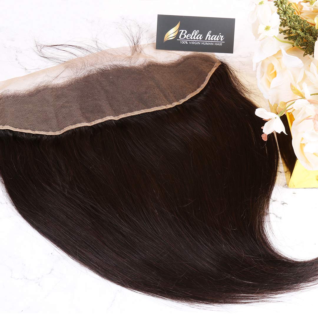 Bella Hair Ear to Ear 13x4 Lace Frontal Closure Straight with Baby Hair Natural Color Remy Virgin Human Hair Frontal 14inch