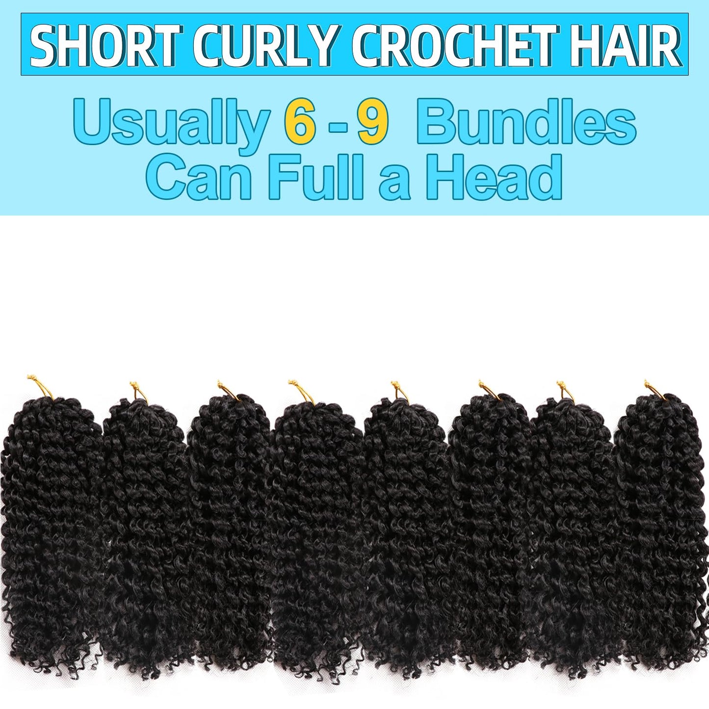 6 Inch Short Passion Twist Hair 8 Bundles Marlybob Crochet Hair Kinky Curly Crochet Hair for Black Women (8Bundles6 Inch, 1B#)