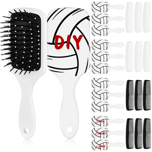 SiliFine 24 Pcs Volleyball Gifts for Team Bulk Volleyball Hair Brush Accessories Party Favors Sublimation Vinyl for Christmas Volleyball Sport Players Large Air Cushion Comb for Women