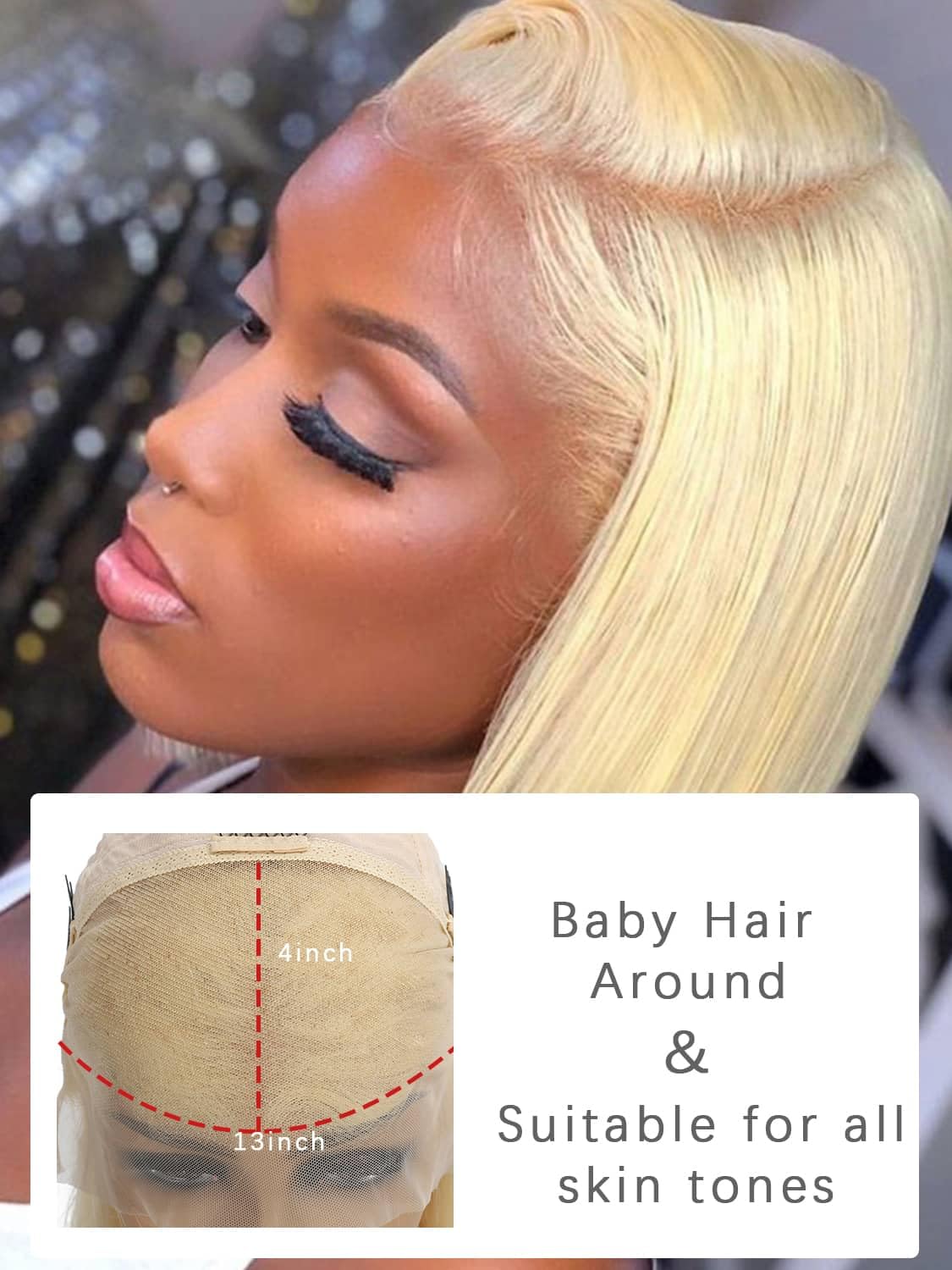 liddywig 613 Blonde Bob Wig Human Hair 13x4 Blonde Lace Front Bob Wigs Human Hair Pre Plucked With Baby Hair 180% Density Glueless Honey Blonde Short Bob Wig For Women 10inch