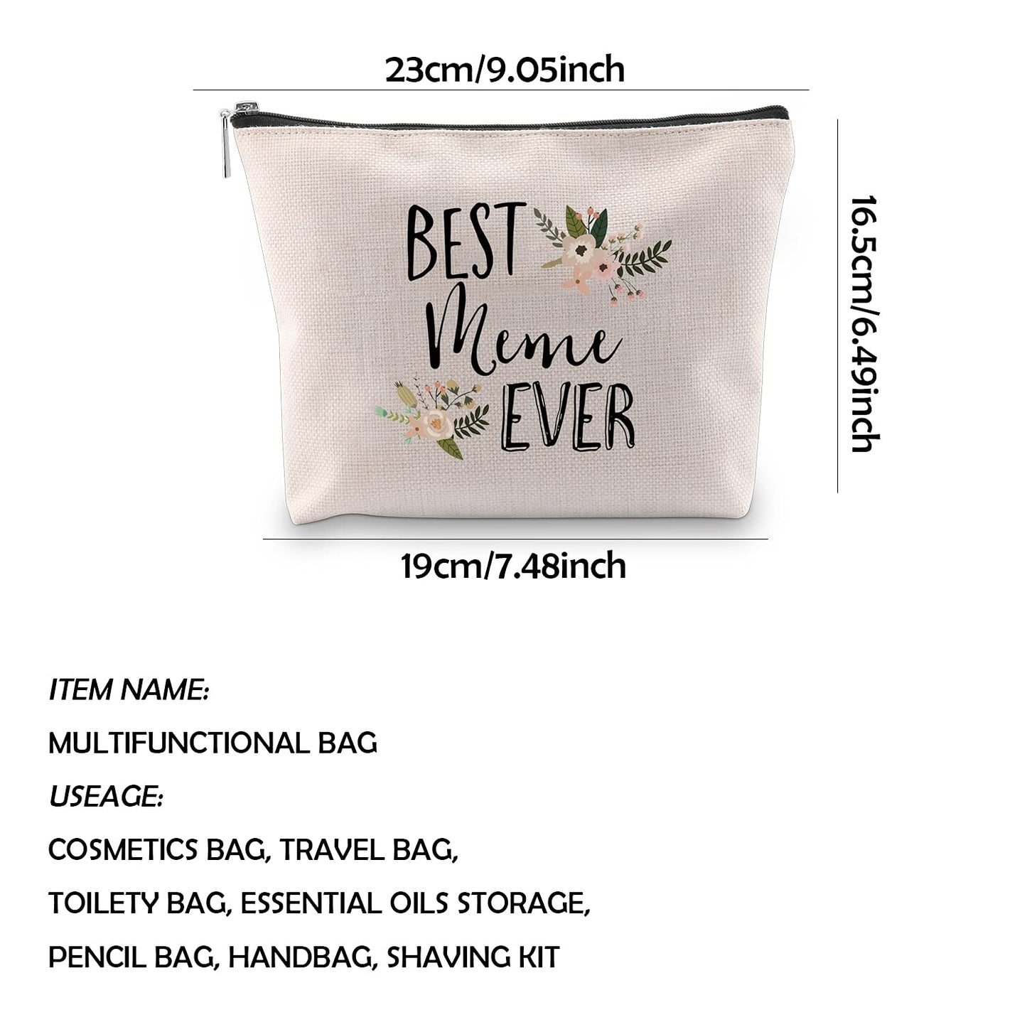 WCGXKO Best Meme Ever Grandma Gift Meme Gift Zipper Makeup Bags Travel Waterproof Toiletry Bag Accessories (Best Meme)