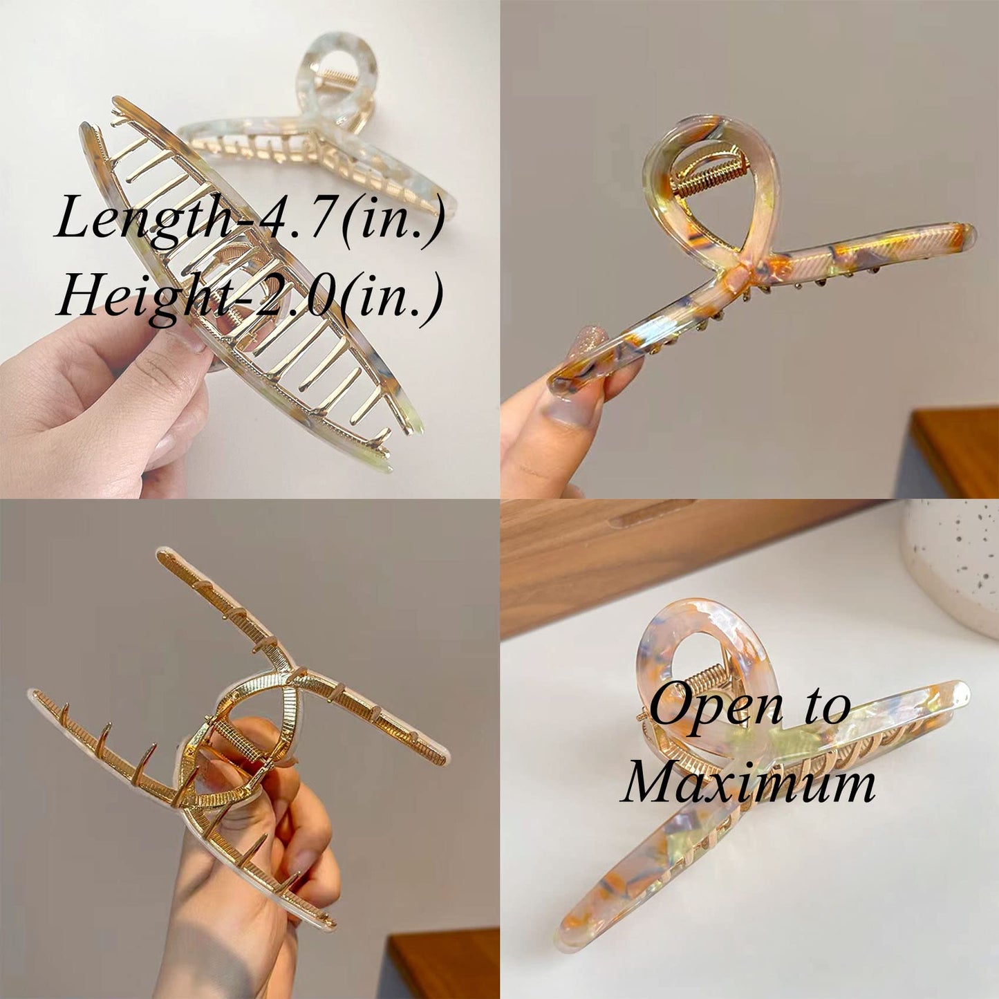 Hair Claw Clips Big Hair Claw Butterfly Hair Claw for Women Acetate Metal Hair Clamps 4.7" Large Hair Accessories for Women and Girls 3 Pcs