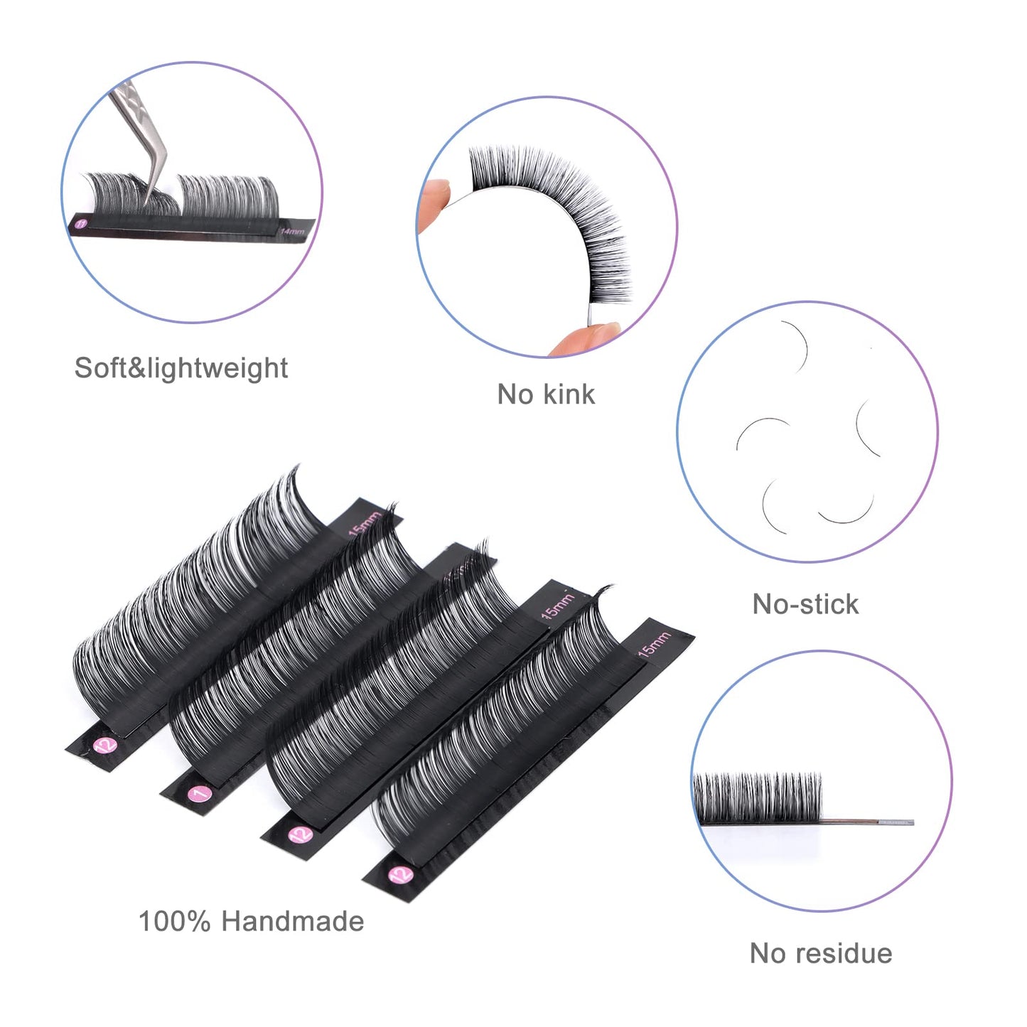 Lash Extension Individual Lashes Volume Lash Extension 0.05 CC Curl 17mm Single Lash Extensions Soft Matte Black Classic Lashes Extension Professional Salon Use