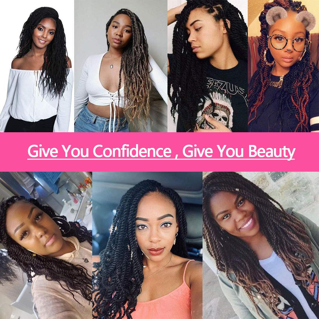 Wavy Senegalese Twist Crochet Hair Braids 18 inch 5 Packs Curly Twist Crochet Hair Braids Wavy Ends Synthetic Hair Extensions For Black Women (1B/30)