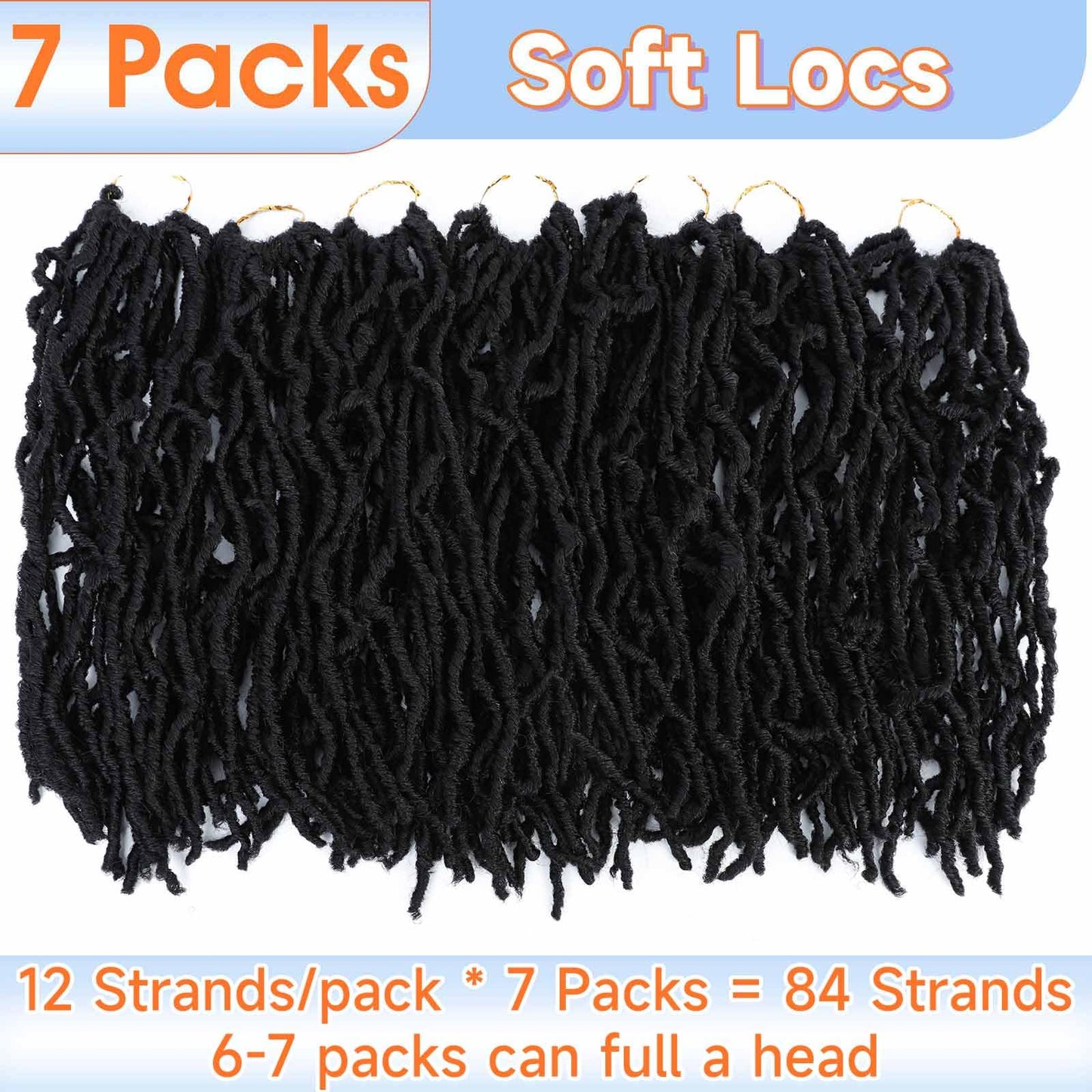 Faux Locs Crochet Hair 12 Inch 7 Packs Short Natural Black Crochet Soft Locs Pre Looped Soft Locs Crochet Hair For Kids Women Butterfly Locks Goddess Faux Loc Hair Extensions(12inch, 7 Packs, 1B)