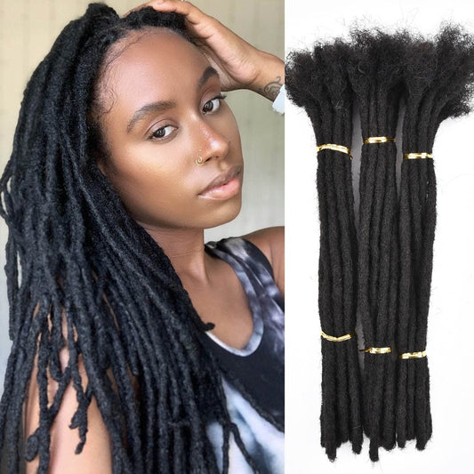 Loc Extensions Human Hair Dreadlock Extensions for Men/Women 100% Real Human Hair Permanent Dreadlock Extensions Locs Extensions Human Hair Can Be Dyed (30 Locs-8 Inch, 0.4cm-1B Natural Black)