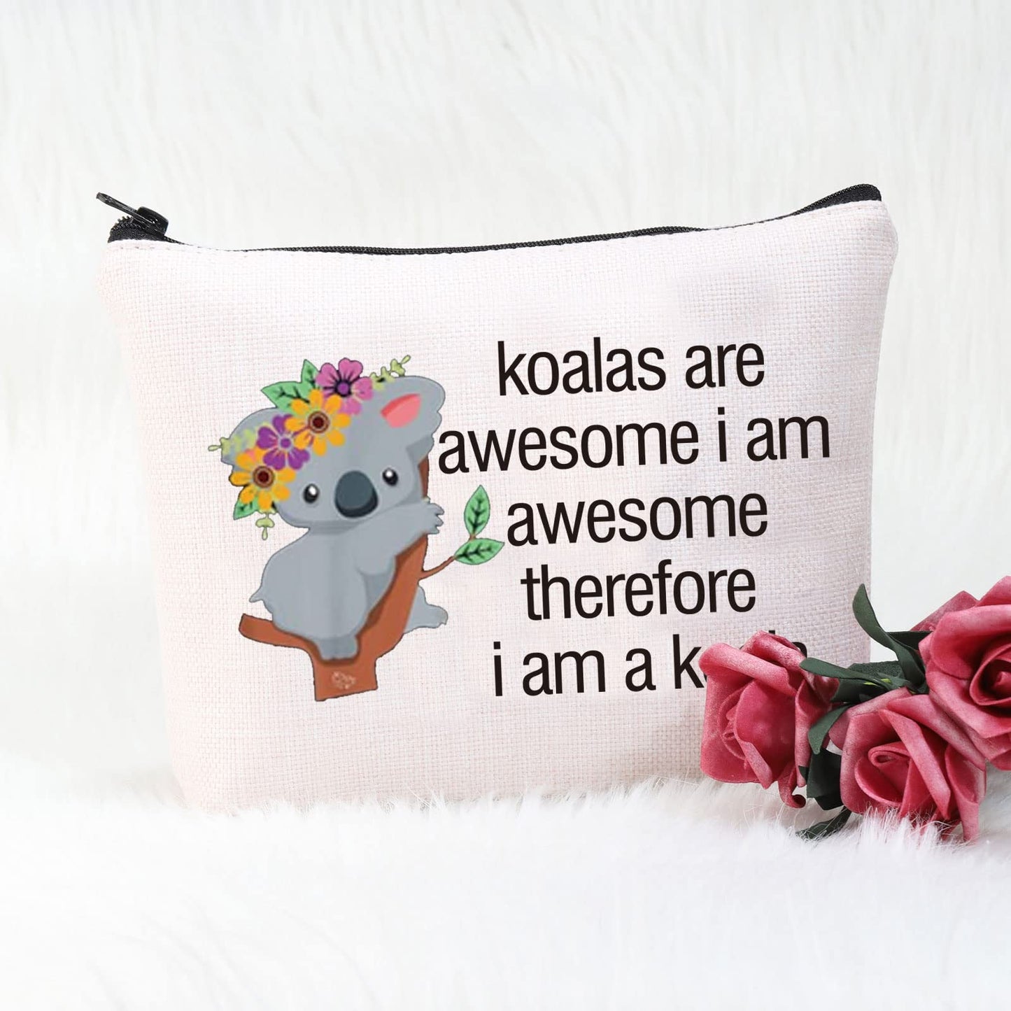 POFULL Koala Bear Gift Koala Accessories Bag Animal Lovers Makeup Bag Zipper Purse koalas are Awesome Cosmetic Bag Koala Lover Gifts (koalas are awesome bag)