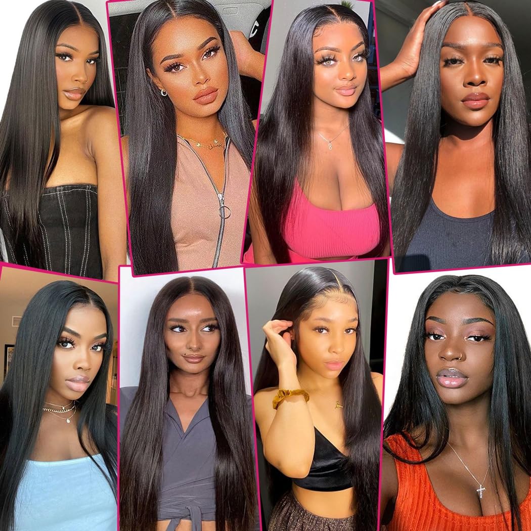 Odir Wear and Go Glueless Wigs Human Hair Pre Plucked Pre Cut 4x4 Lace Closure Wigs 20 Inch Human Hair 180% Density Brazilian Straight Hair HD Lace Front Wigs for Black Women Glueless Wigs