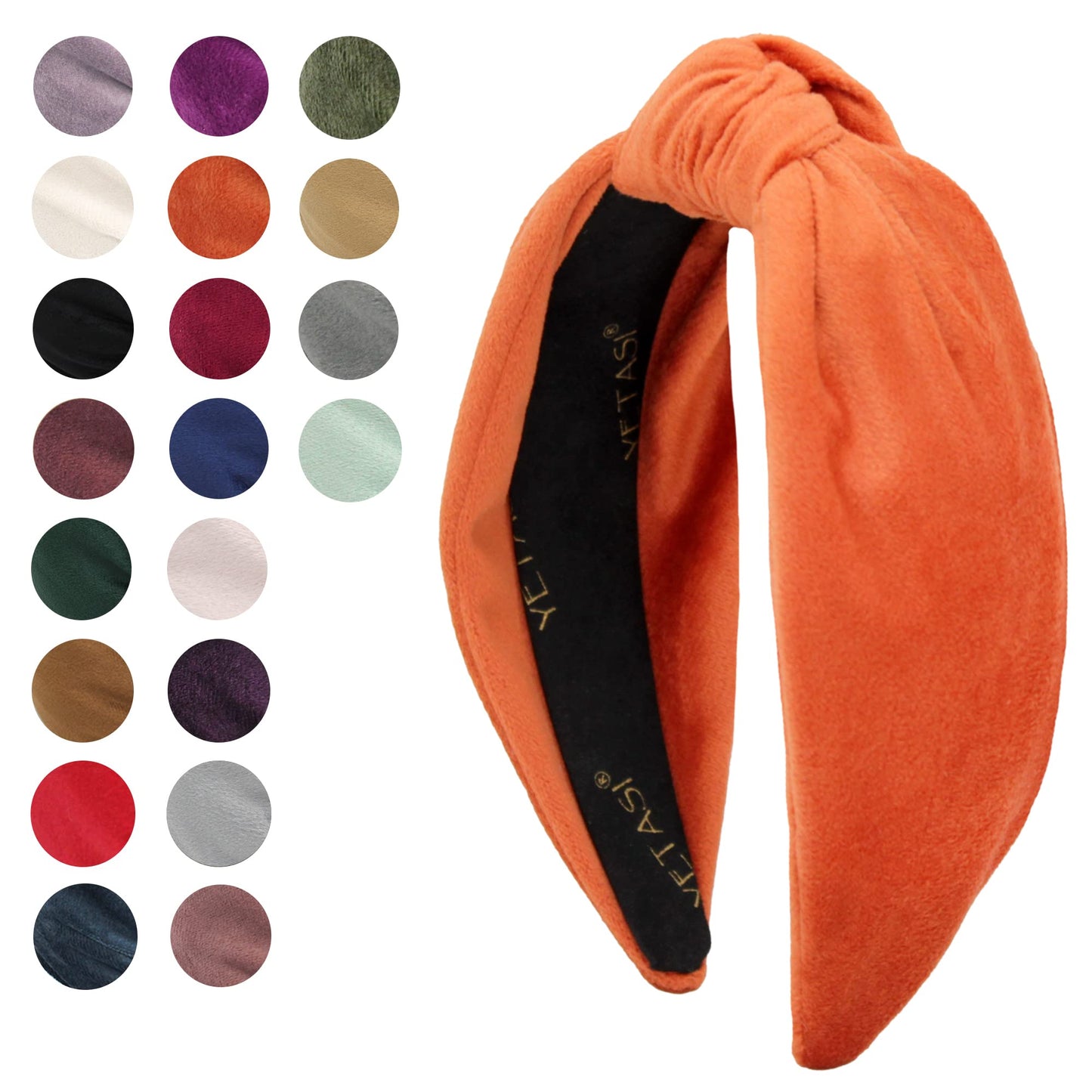 YETASI Headbands for Women Orange is Chic. Velvet Knotted Headband for Women is Trendy. Top Knot Headbands for Women are Made of Non Slip Material