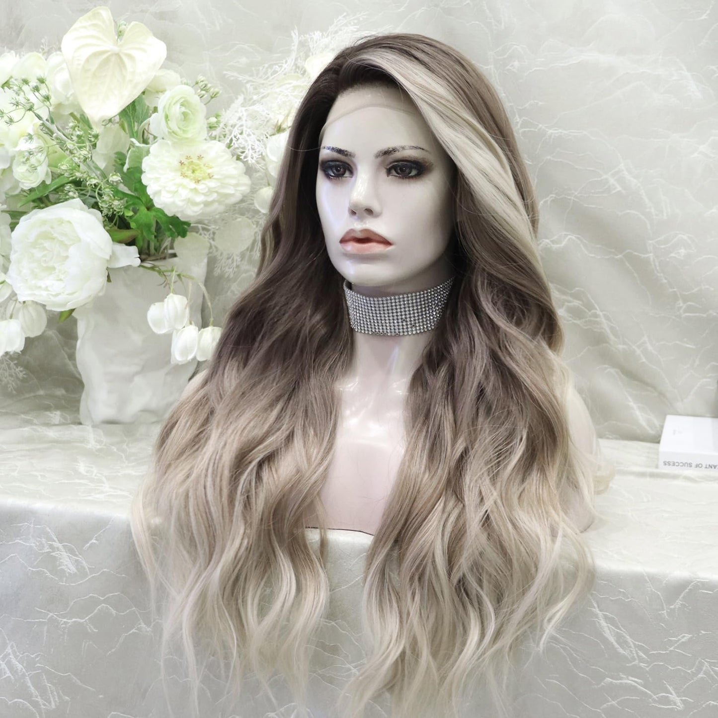 IMSTYLE Long Ombre Brown Wig: 13x4 Synthetic Lace Front Wig, Free Part Natural Hairline Long Wavy Wig Heat Resistant Fiber Daily Wigs Hair Replacement Wig Cosplay Costume Halloween Wigs (Ombre Brown)