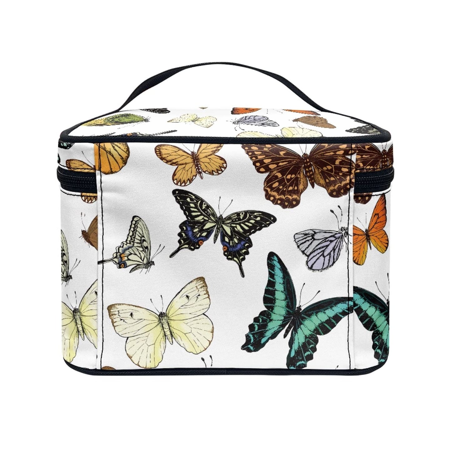 Horeset Butterfly Print Women's Makeup Bag Waterproof Pouch Toiletry Bag Accessories Organizer with Smooth Two-Way Zipper