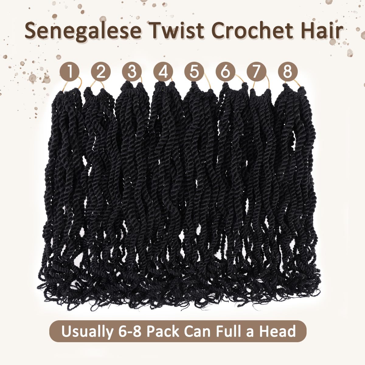 Kachanaa 8 Pack Wavy Senegalese Twist Crochet Hair With Curly Ends for Women 12 Inch Synthetic Pre Looped Short Kids Crochet Braids Pre Twisted Small Havana Twist Braiding Hair Extension 1B#