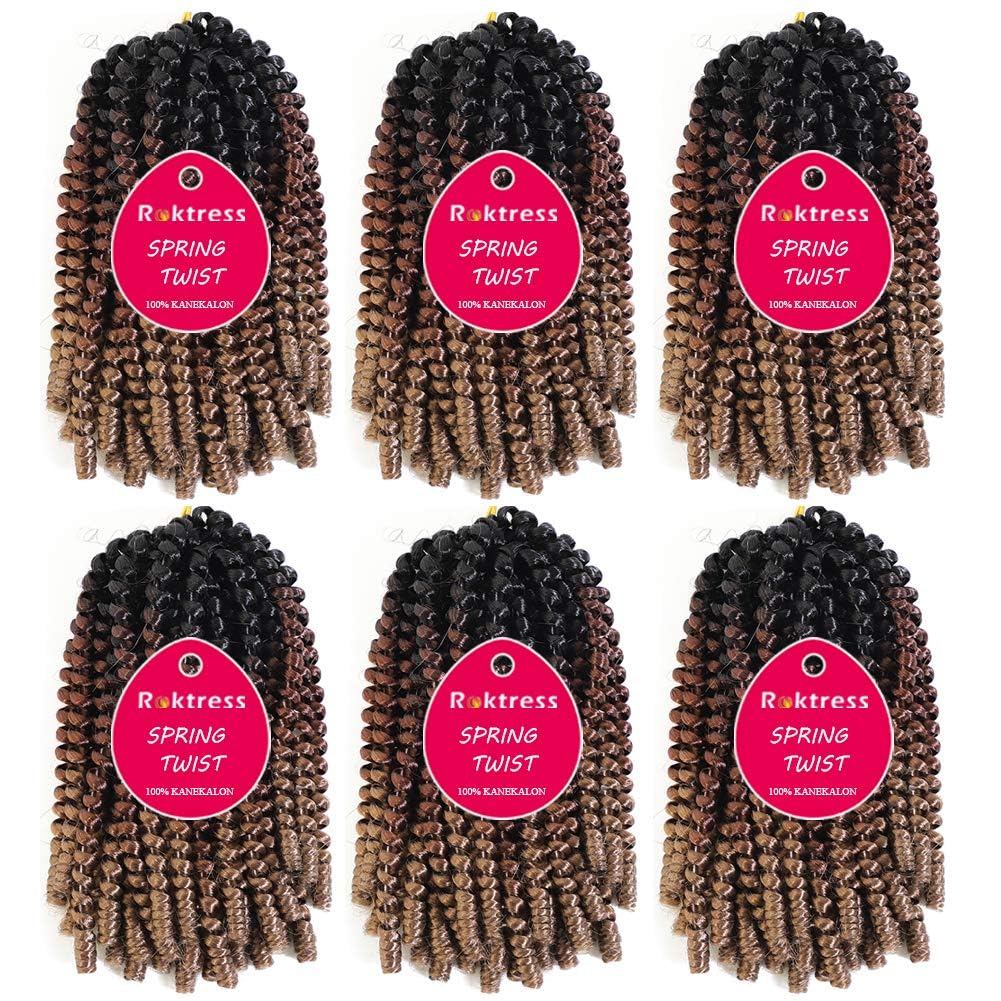 Spring Twist Hair Spring Twist Crochet Hair Spring Twist Braiding Hair 6 Packs 90strands For Passion Twist Butterfly Locs Crochet Braids Hair Synthetic Braiding Hair Extensions (12inches, T1B/30/27)