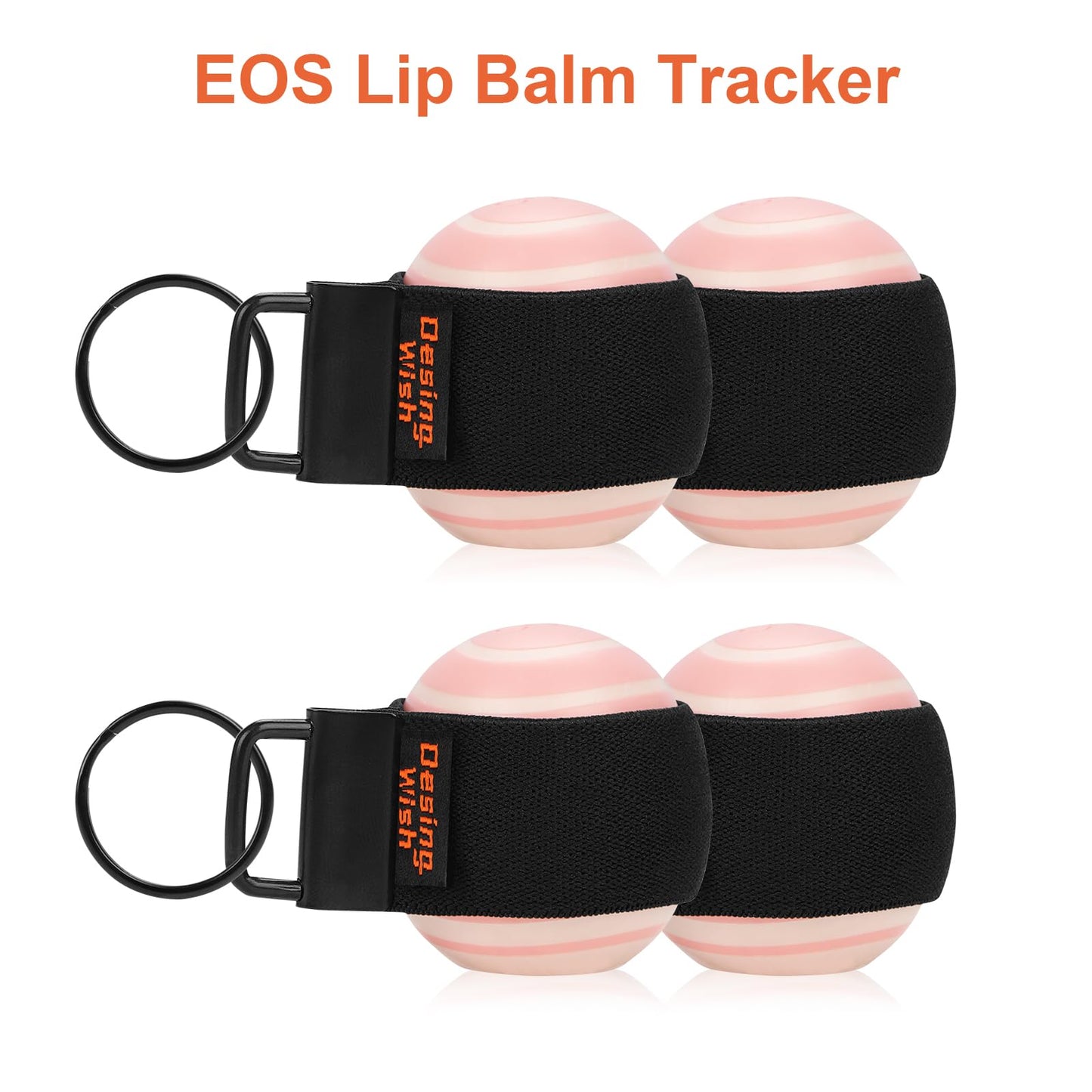 Desing Wish 4 Pack Chapstick Holder Compatible with eos Round Lip Balm, Anti-Lost Lip Balm Holder Keychain Sleeves Tight-fitting Elastic Chapstick Keychain Holder for EOS (Black)