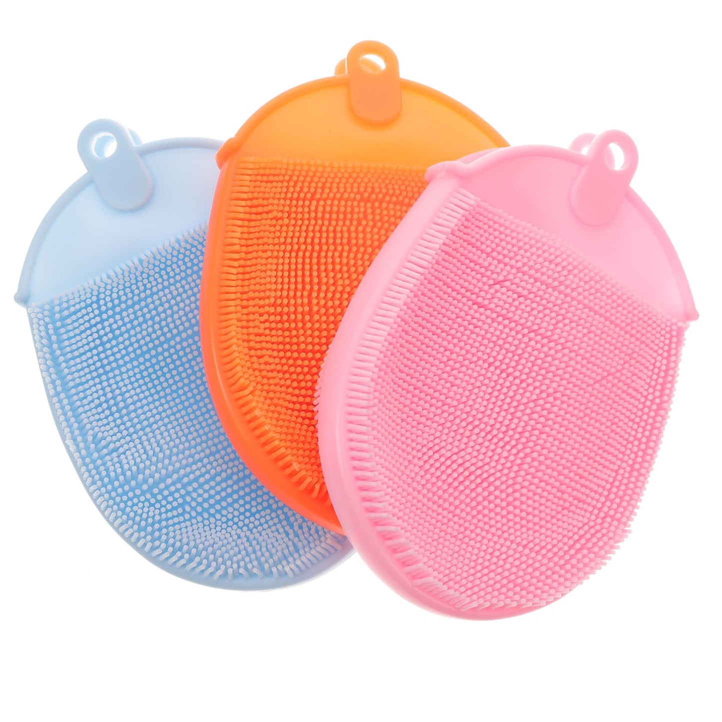 FRCOLOR Silicone Bath Brush Silicone Shower Glove Face Scrub Brush Silicone Loofah Brush Silicone Body Scrub Body Scrubber Silicone Bath Mitt Long Handle Baby Face Brush 3pcs Color Random