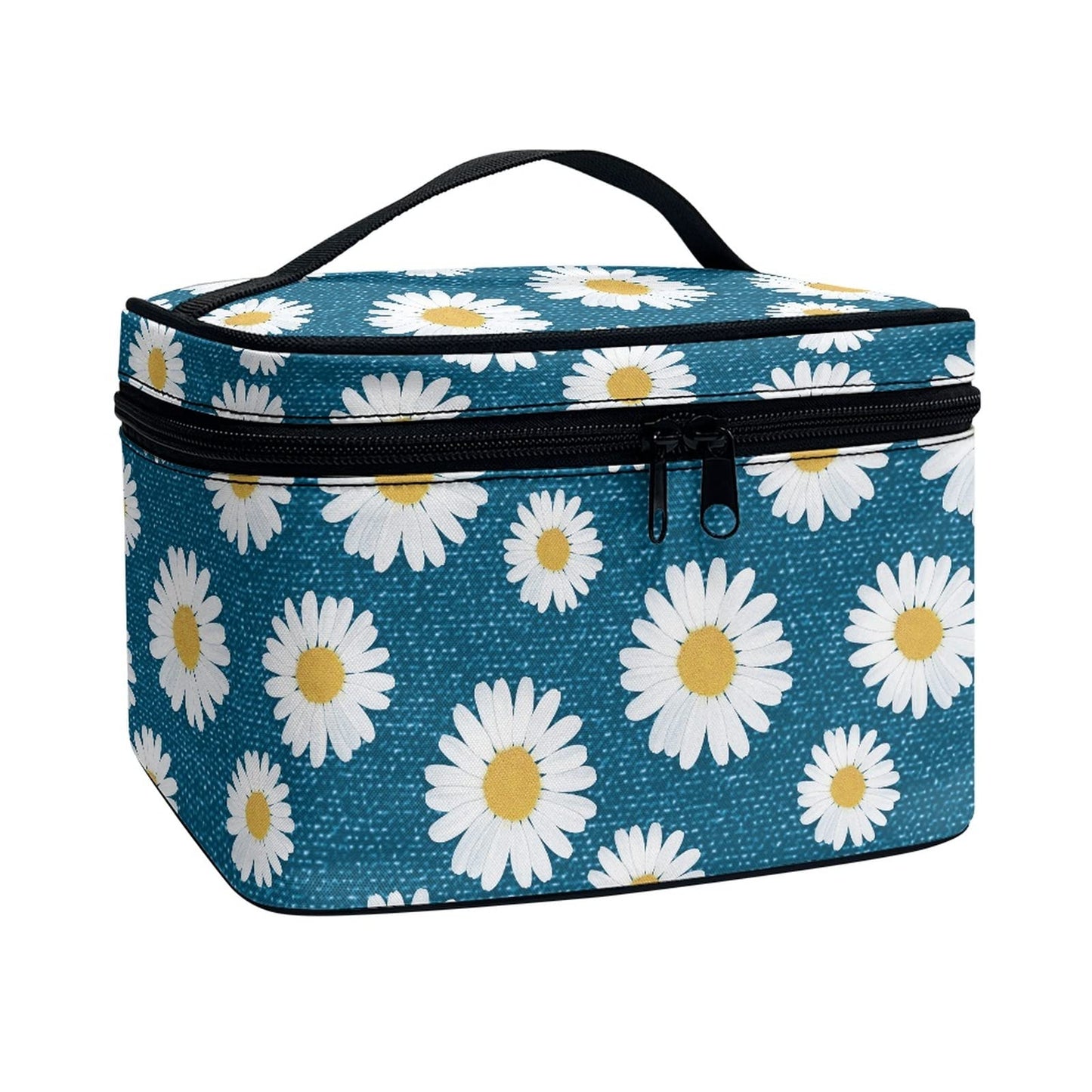 Horeset Small Daisy Print Cosmetic Bag for Women,Fashion Travel Waterproof Cosmetic Pouch Toiletry Bag Accessories Organizer