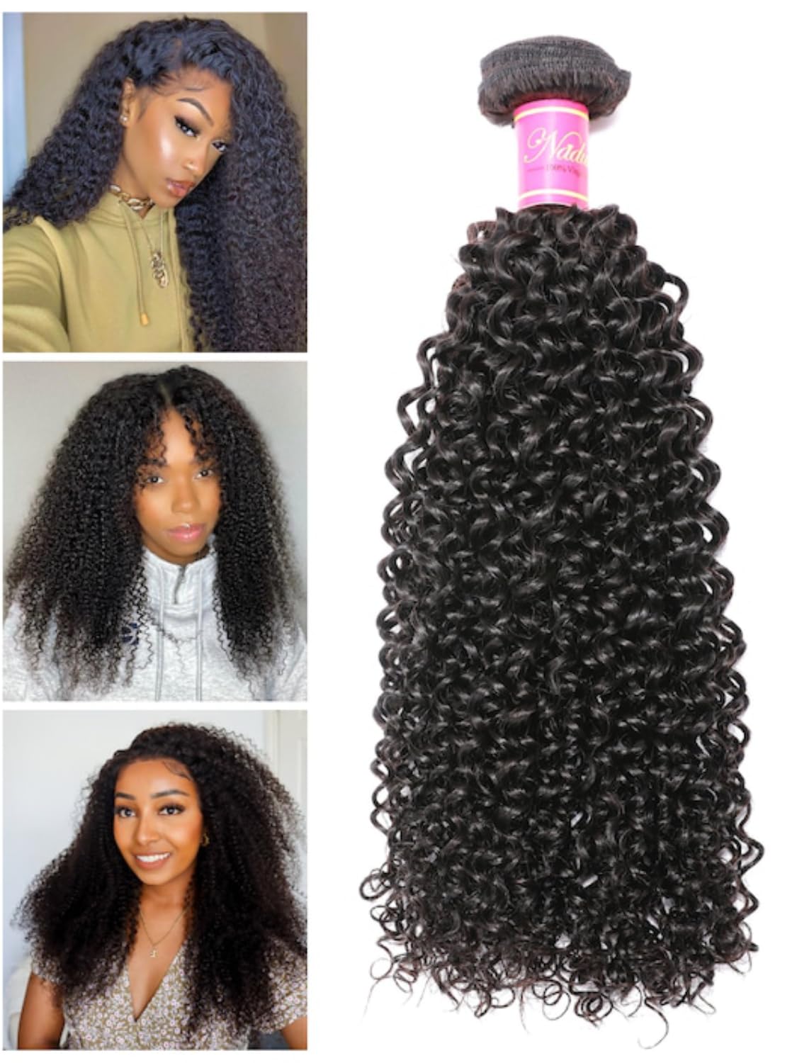 Nadula Hair Malaysian Curly Human Hair Weave 1 Bundles 16 inches, 100% Unprocessed Virgin Jerry Curly Human Hair Weft Extensions for Women Natural Color