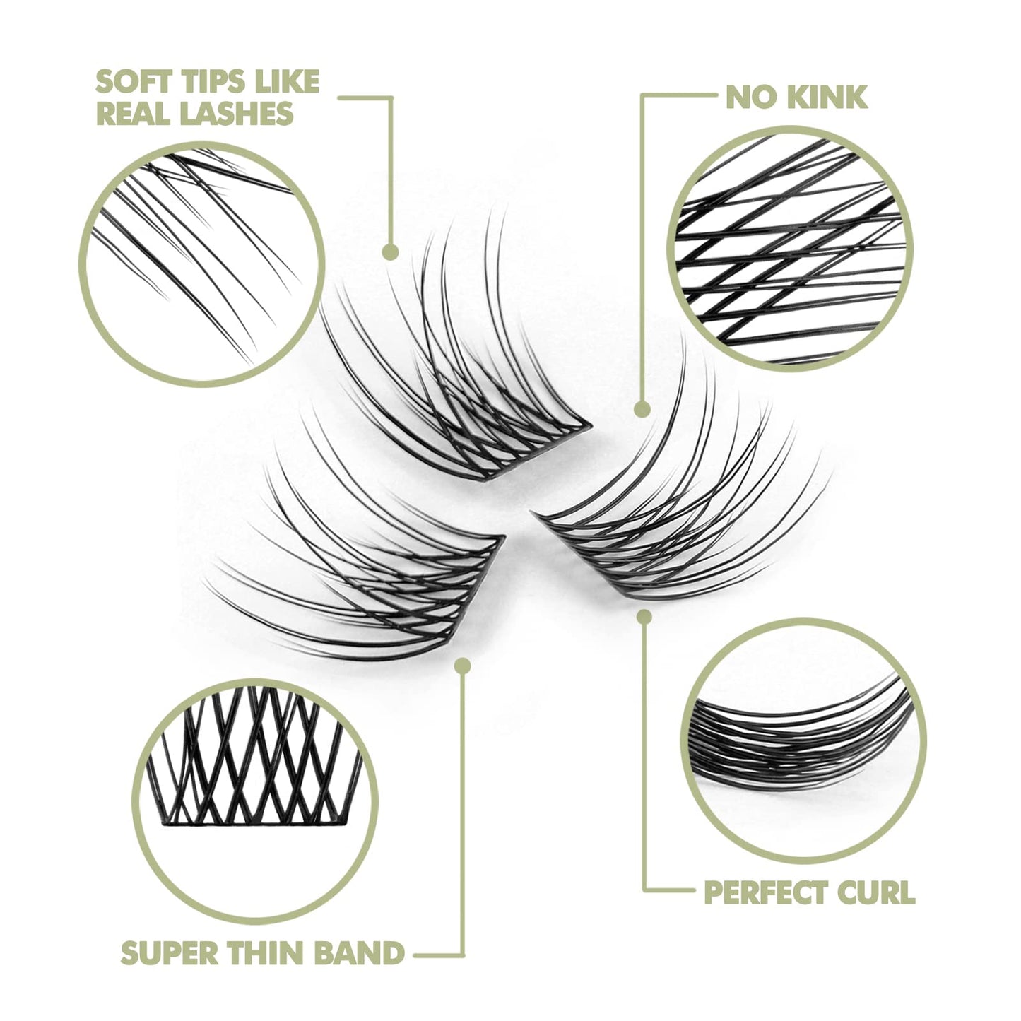 DIY Eyelash Extension, Glue Bonded Band Individual Lash 12 Clusters Natural Lashes Set, Home Eyelash Extension, C curl Lashes Pack (10MM-Natural)