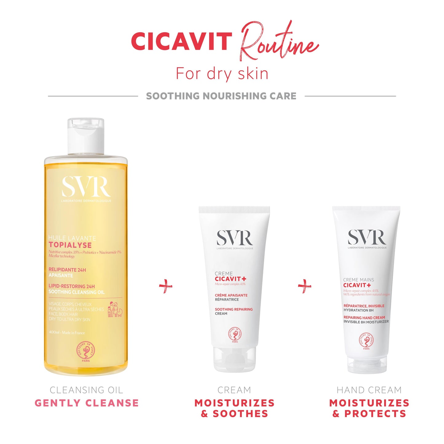 SVR Cicavit+ Face & Body Cream with Shea butter, Prebiotic & Glycerin. Moisturizer to Reduce the appearance of Burns, Scars & Intensely Nourish to Relieve Irritation due to Dryness, 3.3 fl.oz