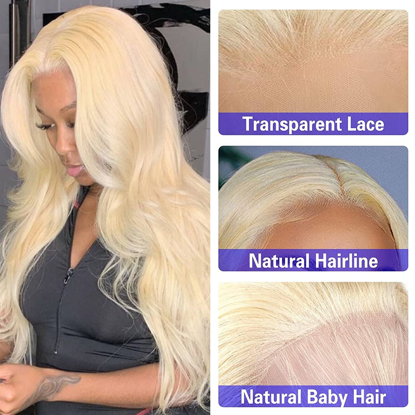 UNEED 613 Frontal 13x4 613 HD lace Frontal Blonde Transparent Lace Frontal Closure Free Part Ear To Ear Brazilian Virgin Remy Body Wave Human Hair Pre Plucked with Baby Hair Blonde Color 12 Inch