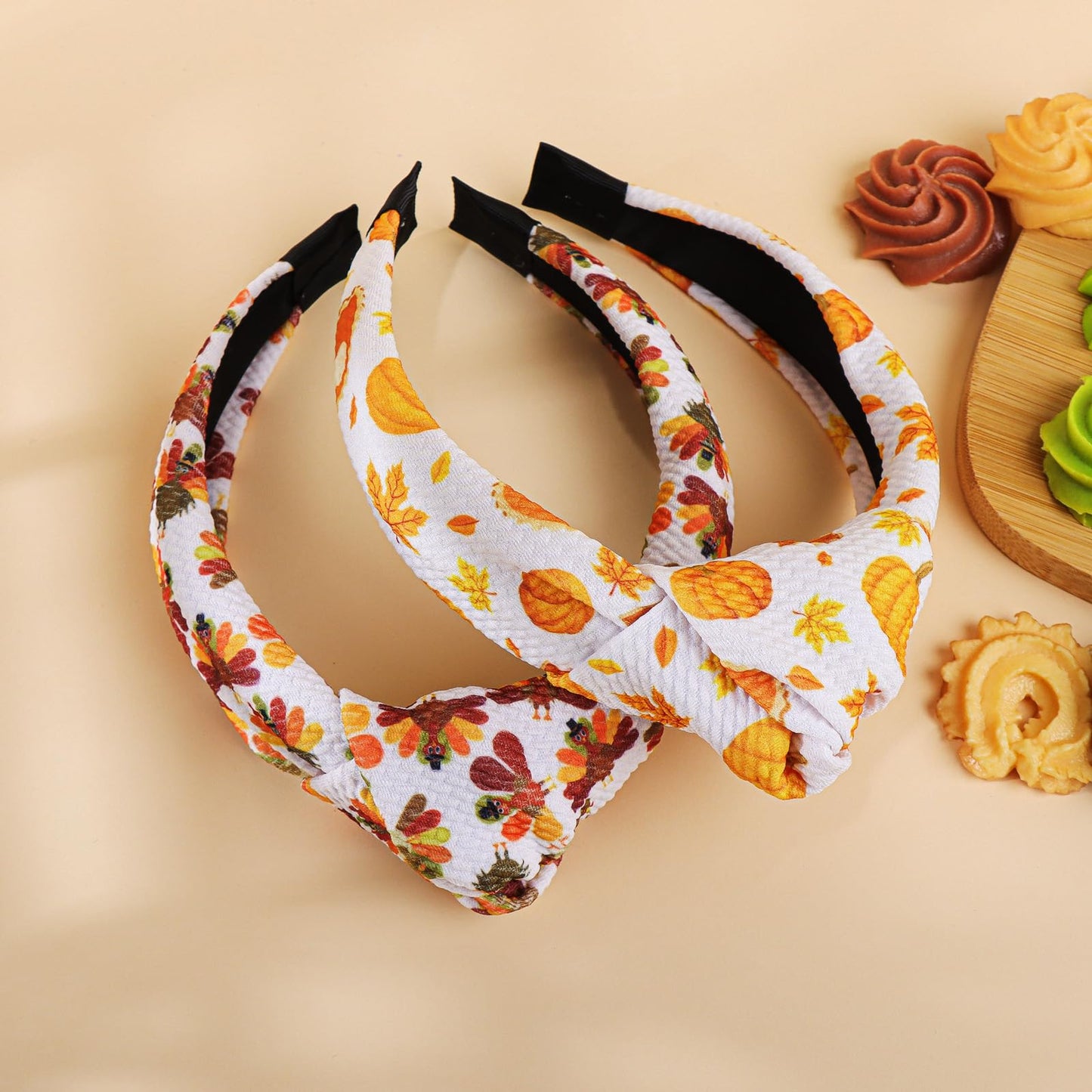 YanJie Thanksgiving Headbands for Women Girls Fall Knot Wide Headbands Turkey Hairbands Pumpkin Maple Leaves Thanksgiving Party Gift Hair Accessories