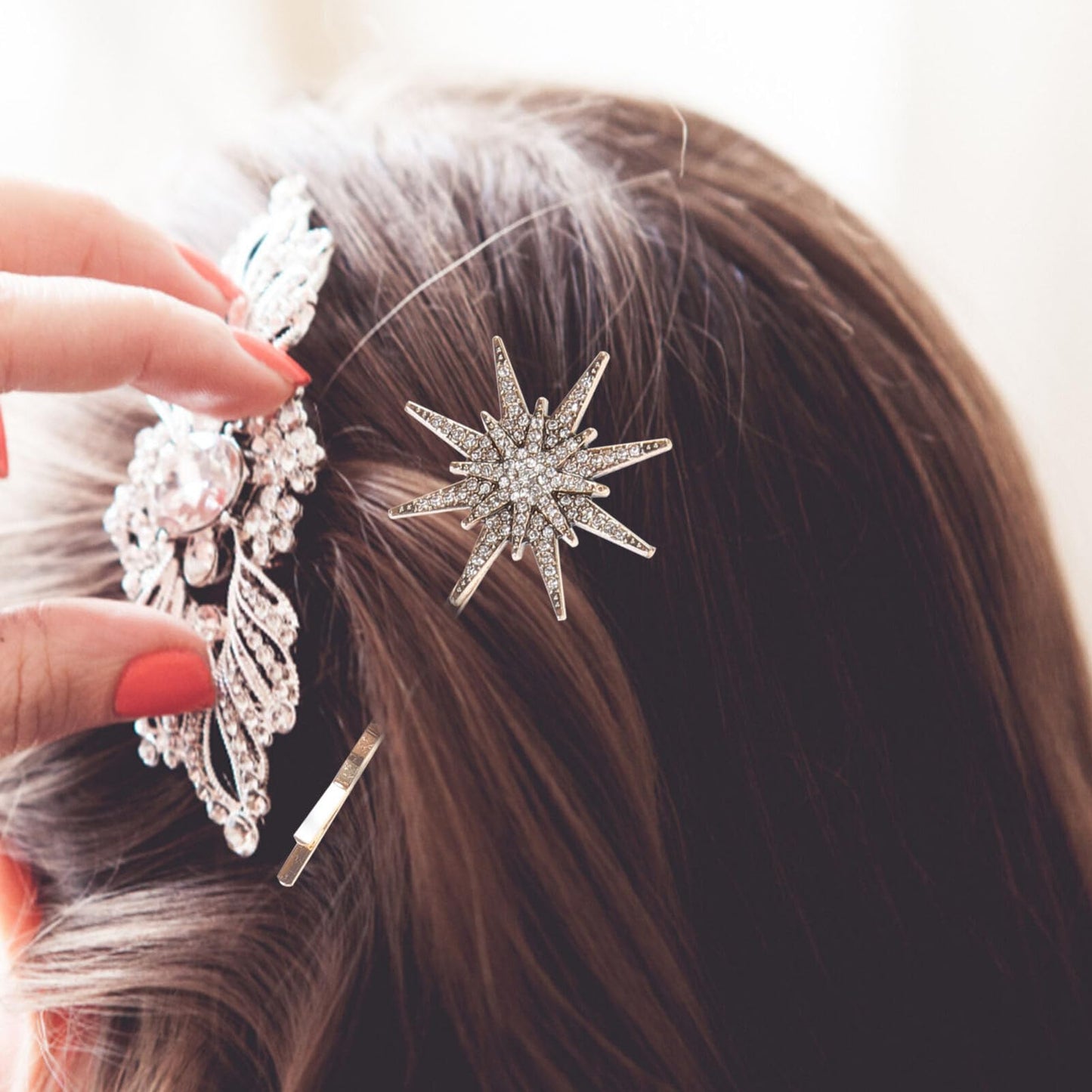 Beaupretty Rhinestone Star Hair Clips Retro Moon Hair Clips Snowflake Bobby Pin Hair Accessories for Women Girls Golden