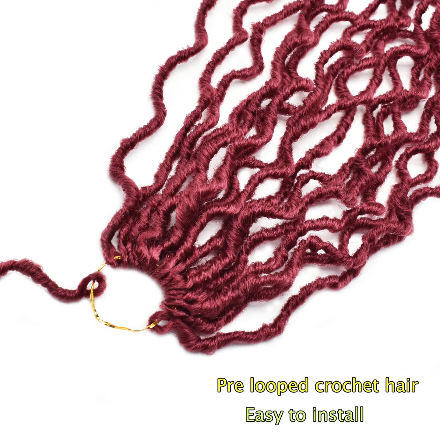 Ms.Priceless Burgundy Faux Locs Crochet Hair 24 Inch Soft Locs Pre Looped Crochet Hair for Black Women (24 Inch, 7Packs, Burgundy)