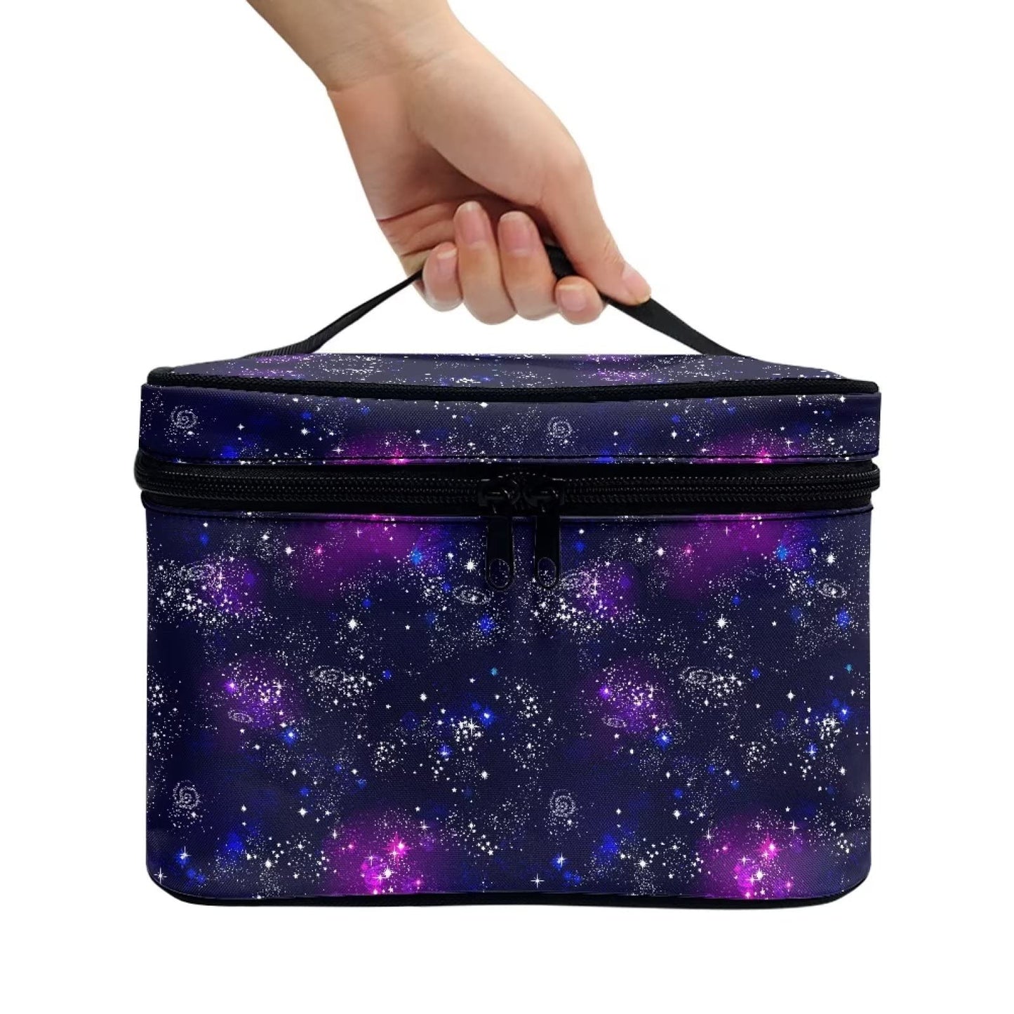 JEOCODY Multifunction Cosmetic Bag Galaxy Print Portable Makeup Pouch Makeup Bag Portable Travel Cosmetic Bag for Cosmetics Makeup Brushes, Girls, Women,