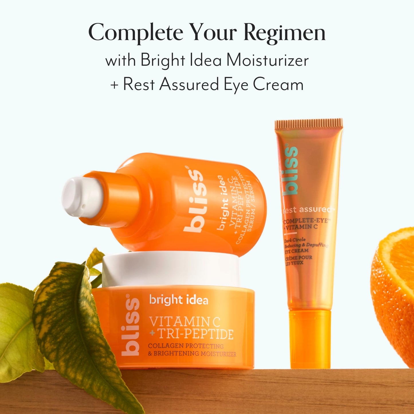 Bliss Bright Idea Vitamin C Bundle | Vitamin C Brighening and Collagen Protecting Moisturizer, Serum & Eye Cream