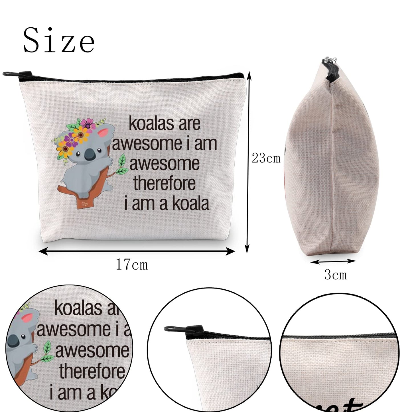 POFULL Koala Bear Gift Koala Accessories Bag Animal Lovers Makeup Bag Zipper Purse koalas are Awesome Cosmetic Bag Koala Lover Gifts (koalas are awesome bag)