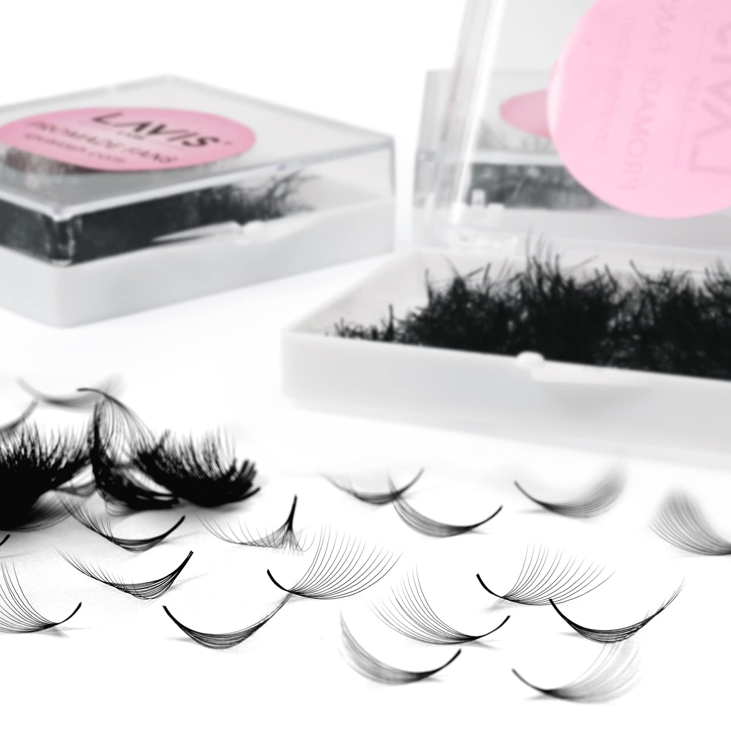 LAVISLASH 500 Promade Fans Eyelash Extension | Handmade Loose Volume Lash | Mutiple Options 3D-8D/10D/12D/14D/16D Fans | 0.03/0.05/0.07mm Thickness | C/CC/D Curl | 8-16mm Length(14D-0.03-C-12mm)