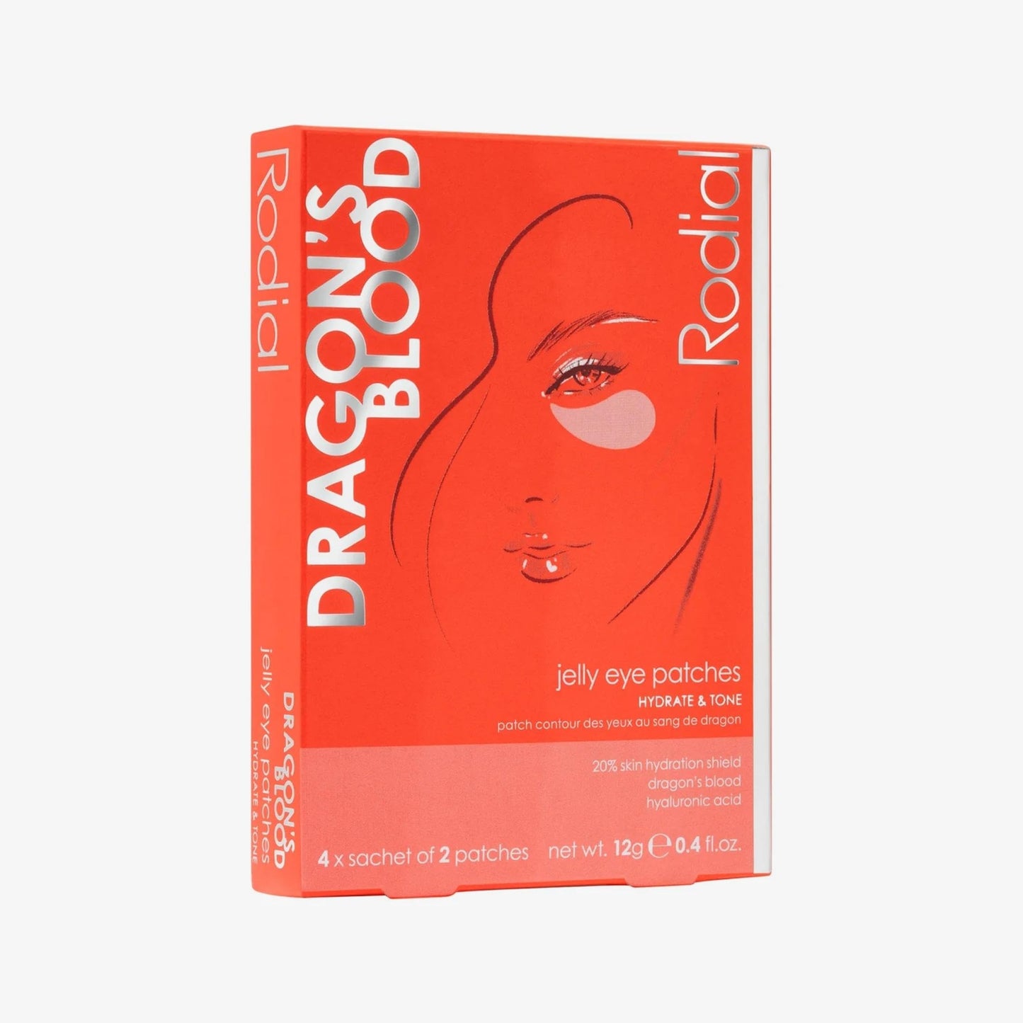 Rodial Dragon's Blood Jelly Eye Patches (4 Sachets), Elisticity and Firmness, Hyaluronic acid and Dragon's Blood for Plumping and Deep Hydration, Makeup Prep