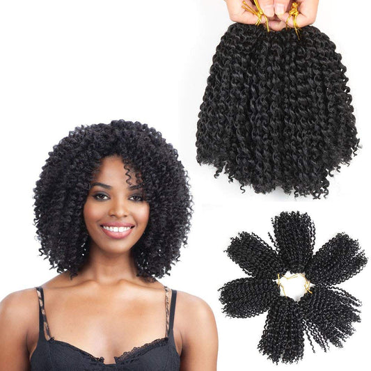 6 Inch Short Passion Twist Hair 8 Bundles Marlybob Crochet Hair Kinky Curly Crochet Hair for Black Women (8Bundles6 Inch, 1B#)