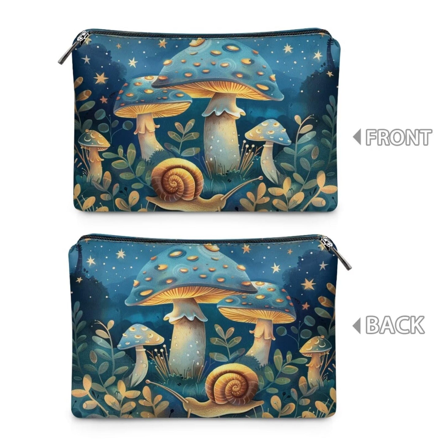 ELEDIZI Cute Mushroom Makeup Bag Waterproof Pu Leather Travel Toiletry Bag for Women Small Zippered Cosmetic Bag for Purse Travel Bag for Small Items Birthday Gifts for Women Teen Girls