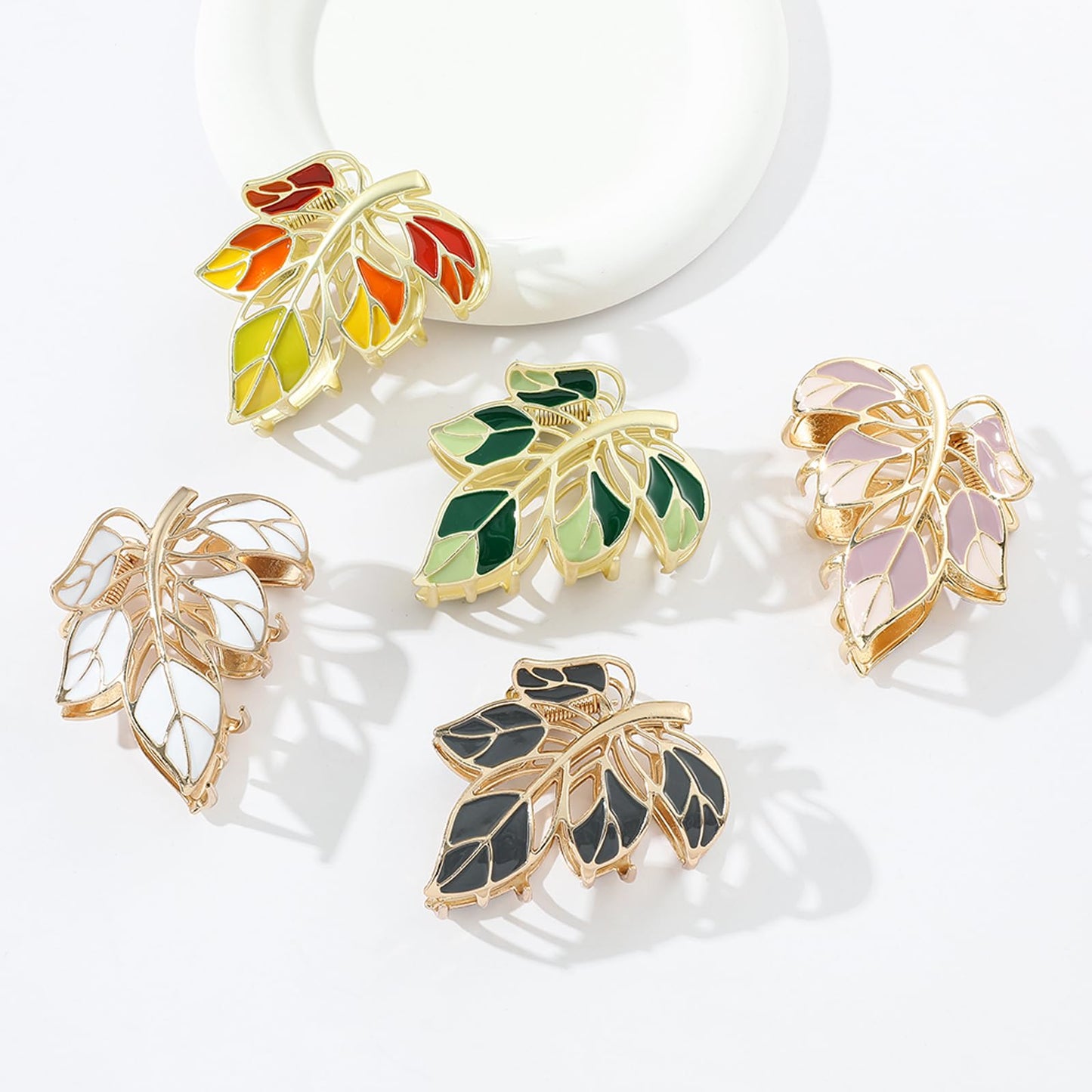 Eddie Munson Flower Leaf Hair Claw Clips Set for Women Girls-Butterfly Metal Large Hairpin Claw Clips-Hair Accessories for Thin Hair Thick Hair Long Hair Short Hair for Girls Women (5 PCS Leaf)