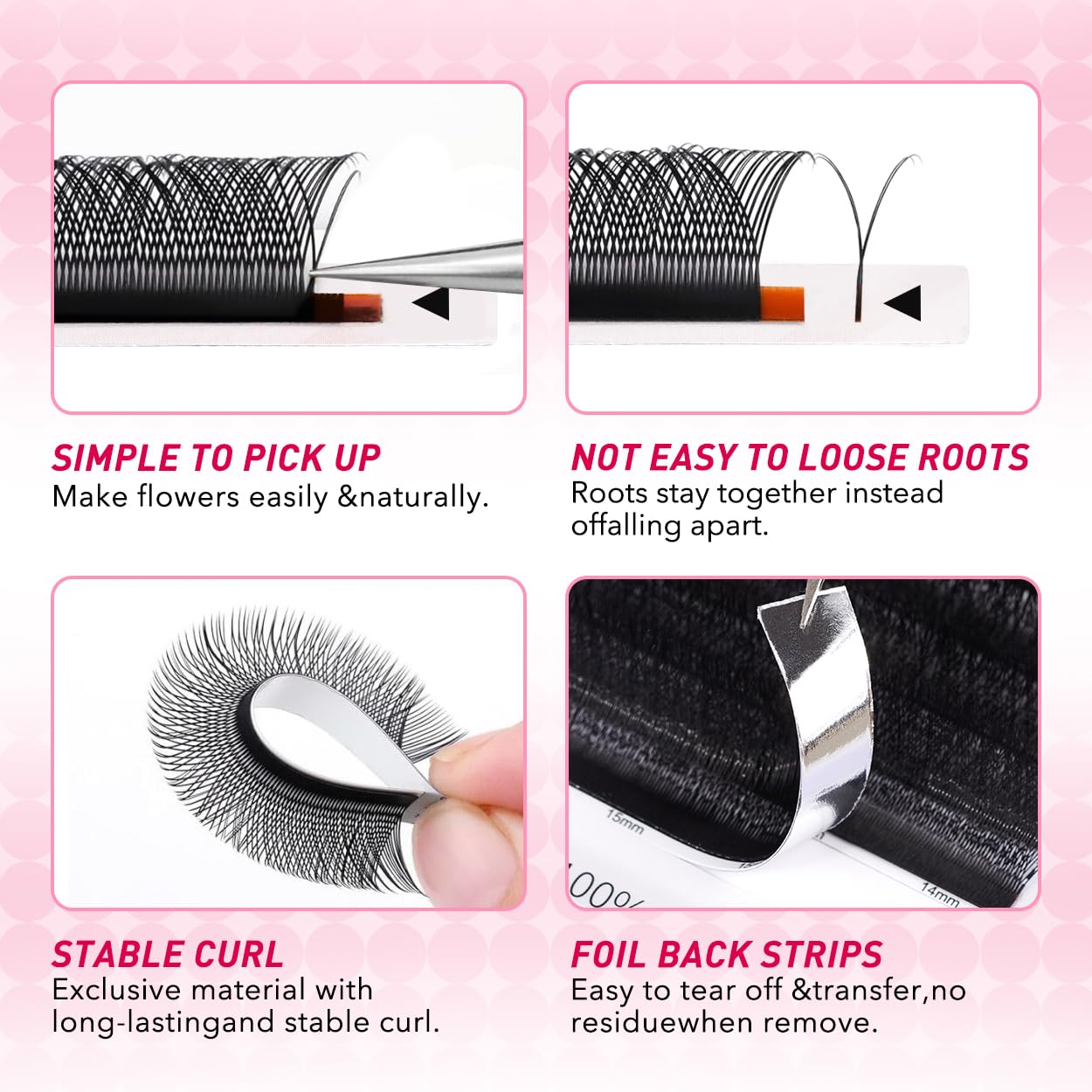 W Eyelash Extensions 5D Volume C Curl 0.07mm 13mm Black Fan W-shaped Lash Extensions Premade